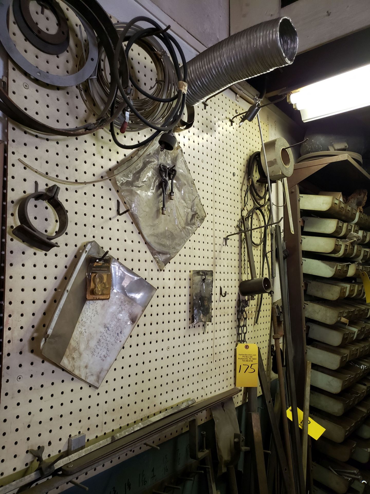 FASTENERS & RACK, MISC METALS ALONG WALL & ON PEGBOARD - Image 5 of 6