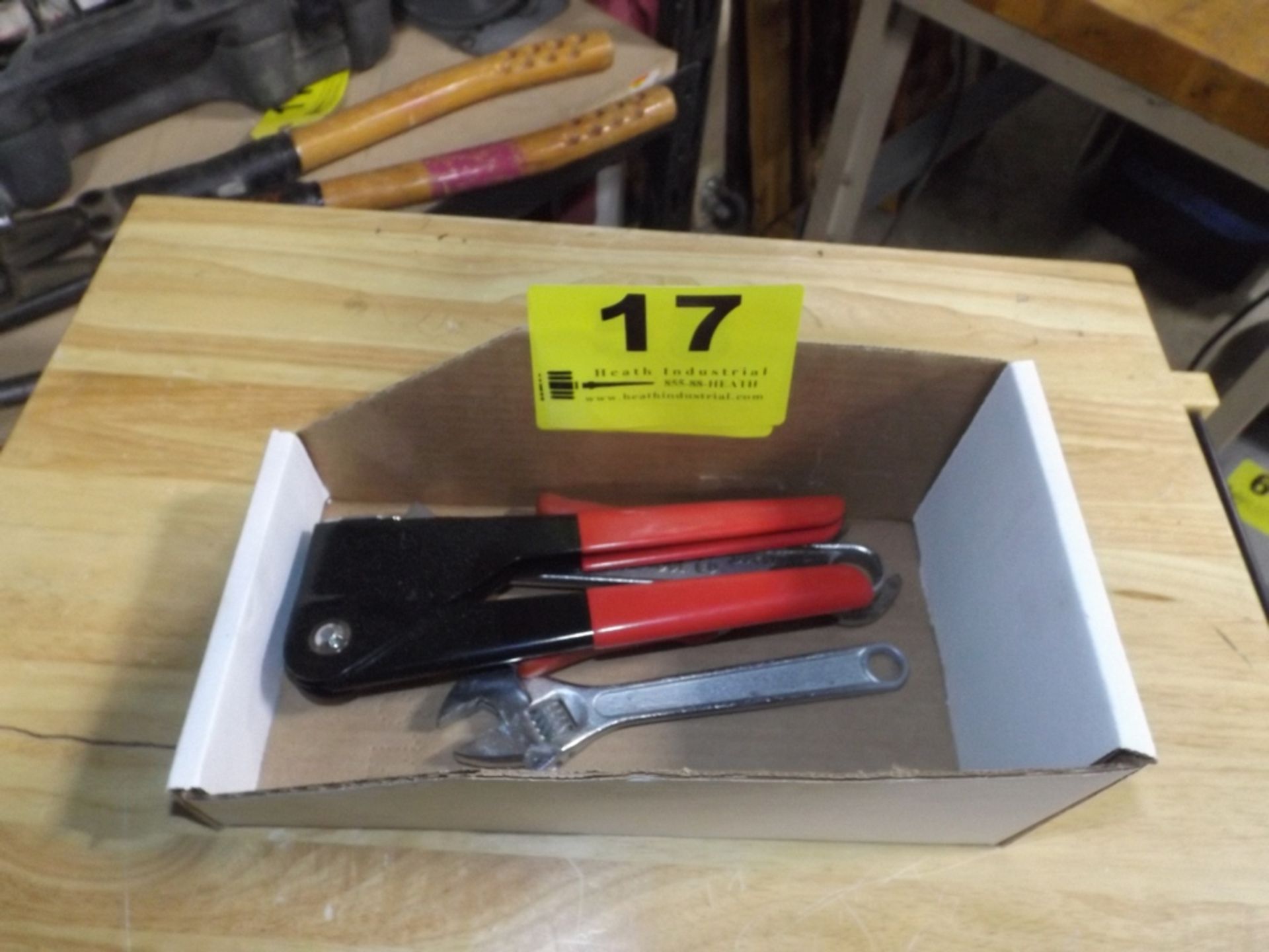 WRENCHES, PLIERS AND RIVETER IN BOX