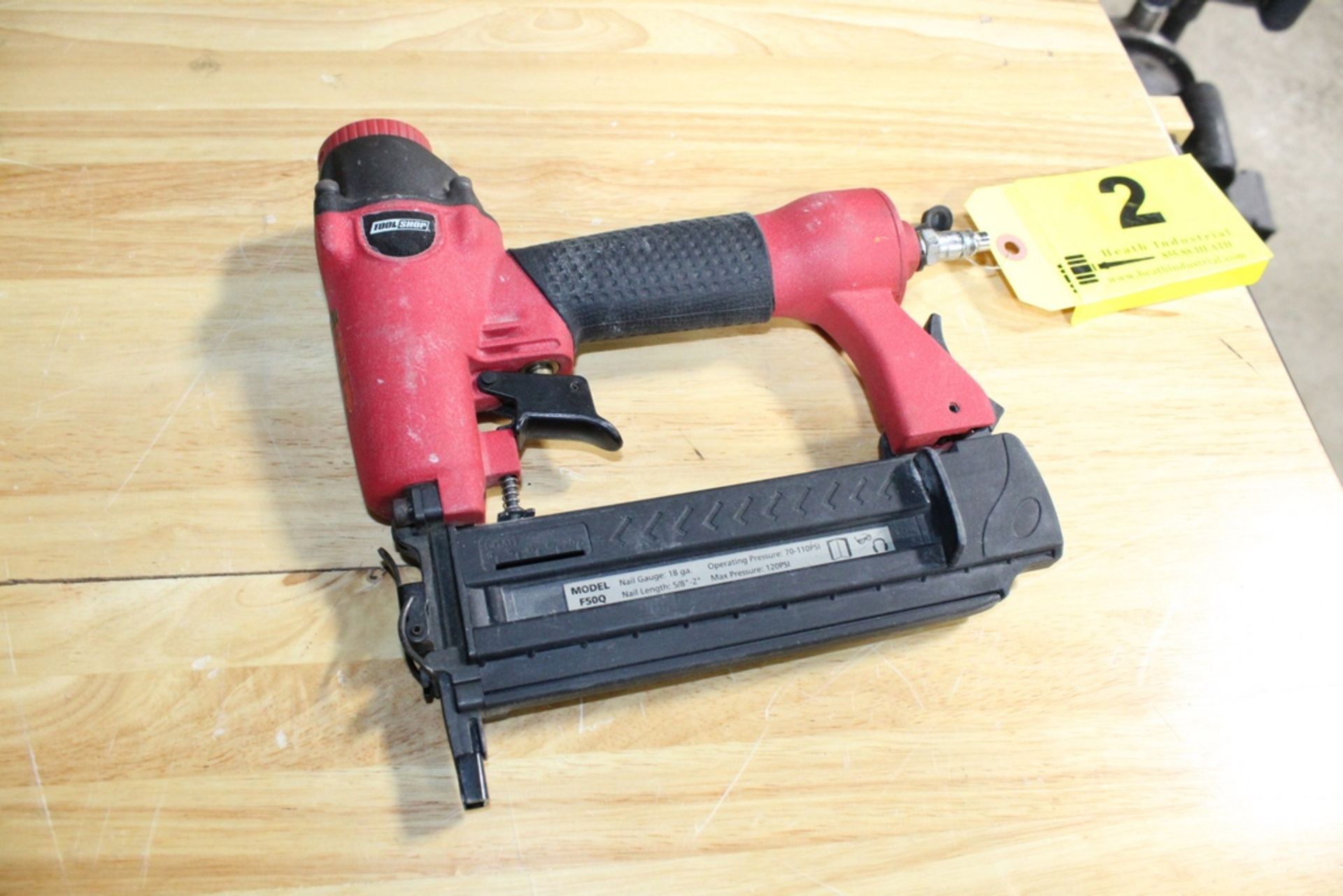 TOOLSHOP MODEL F50Q PNEUMATIC BRAD NAILER, 18GA., 5/8" TO 2" LENGTH