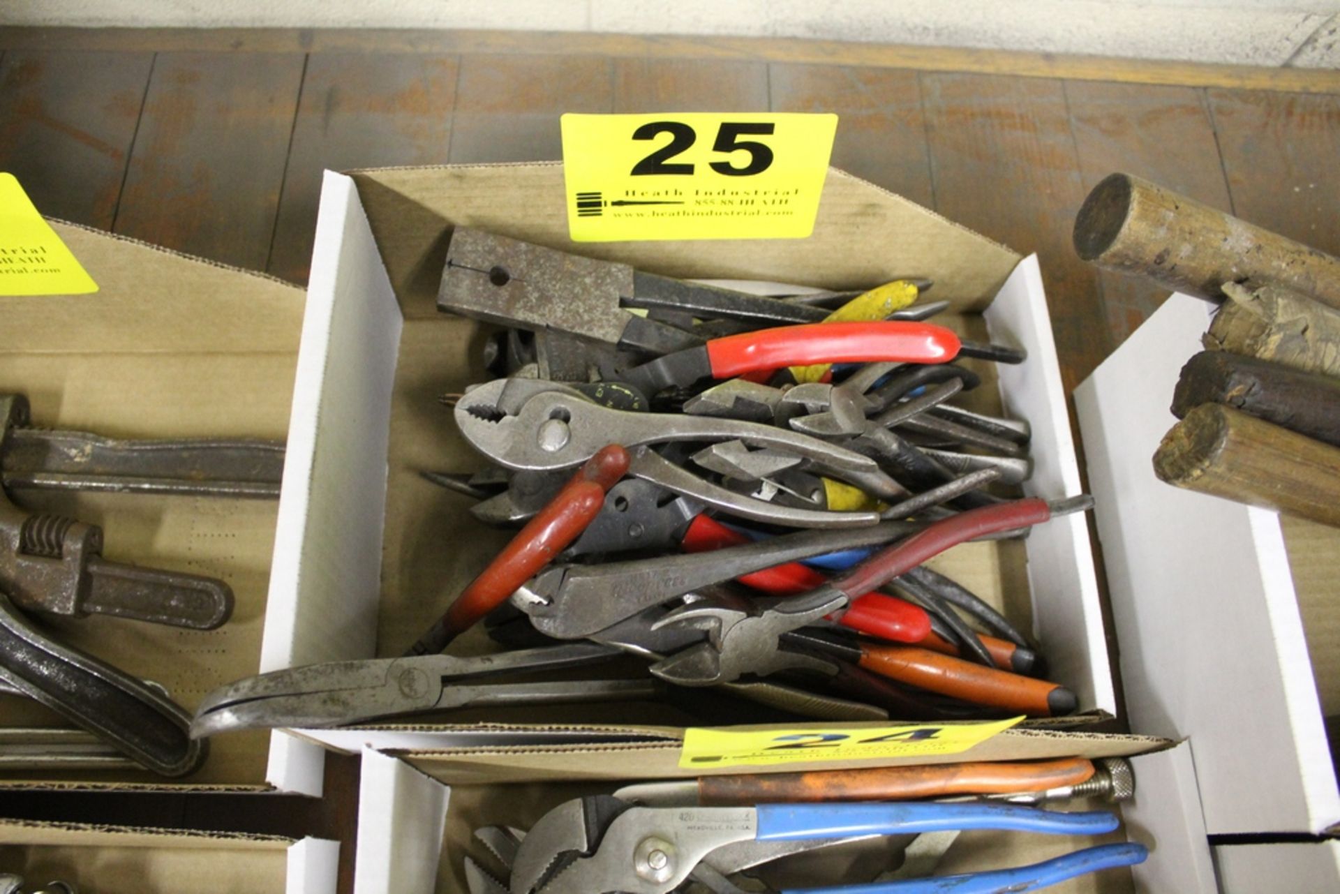 LARGE QTY OF SIDE CUTTERS, PLIERS, NEEDLE NOSE PLIERS, ETC.