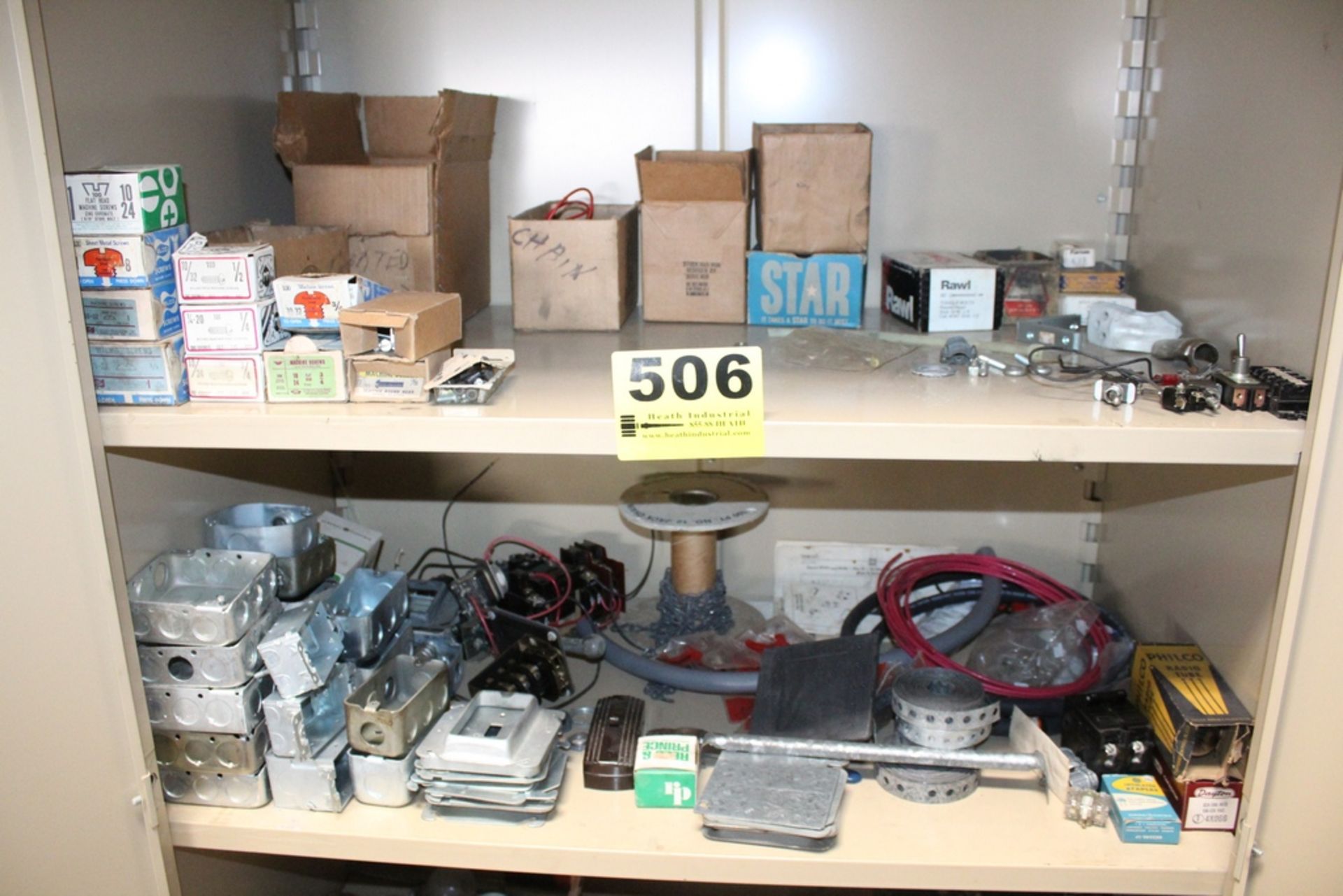 ASSORTED ELECTRICAL SUPPLIES IN CABINET - Image 2 of 2