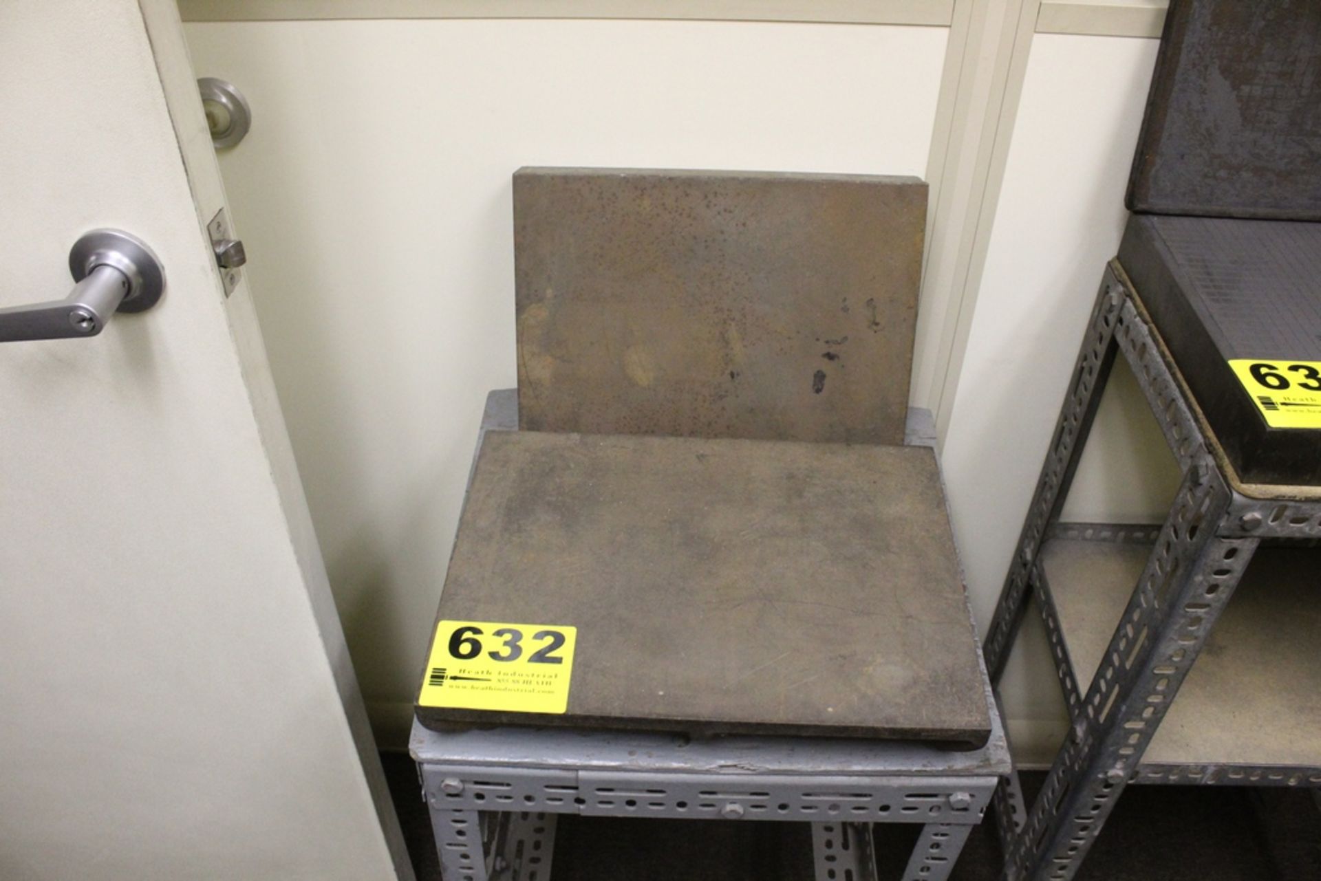 (2) STEEL INSPECTION PLATES 15 1/2" X 12" X 2 1/2" AND 14" X 10" X 2"