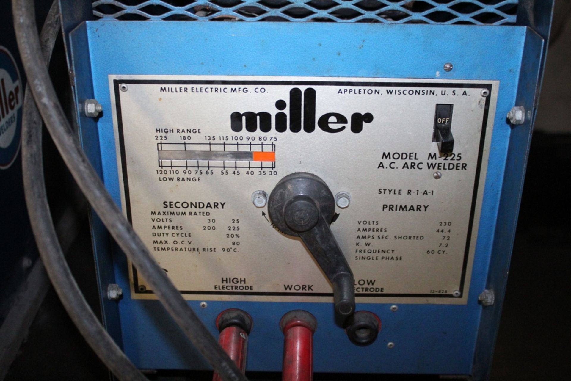 MILLER MODEL M225 AC ARC WELDER 13-828 - Image 2 of 2