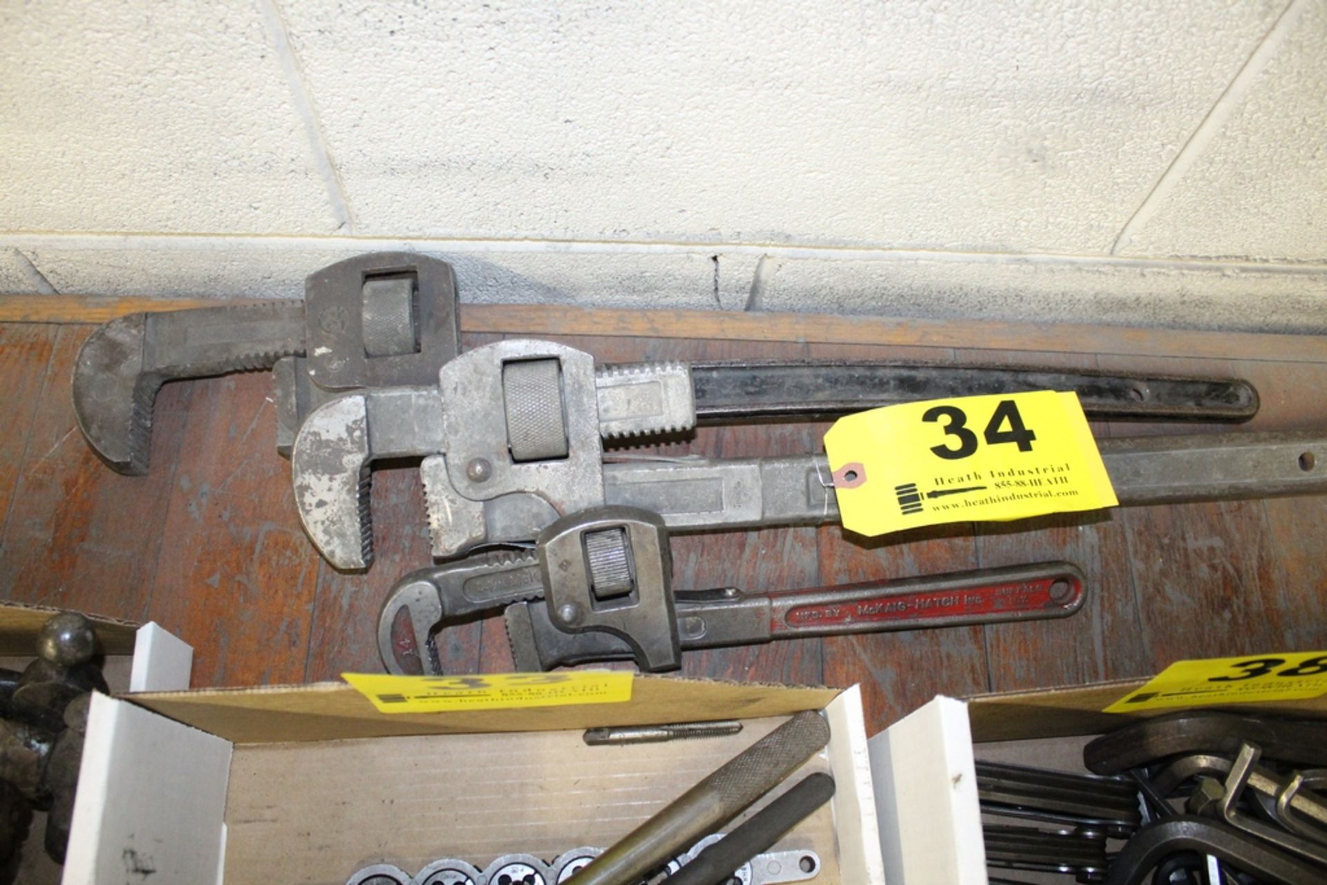 (3) LARGE PIPE WRENCHES