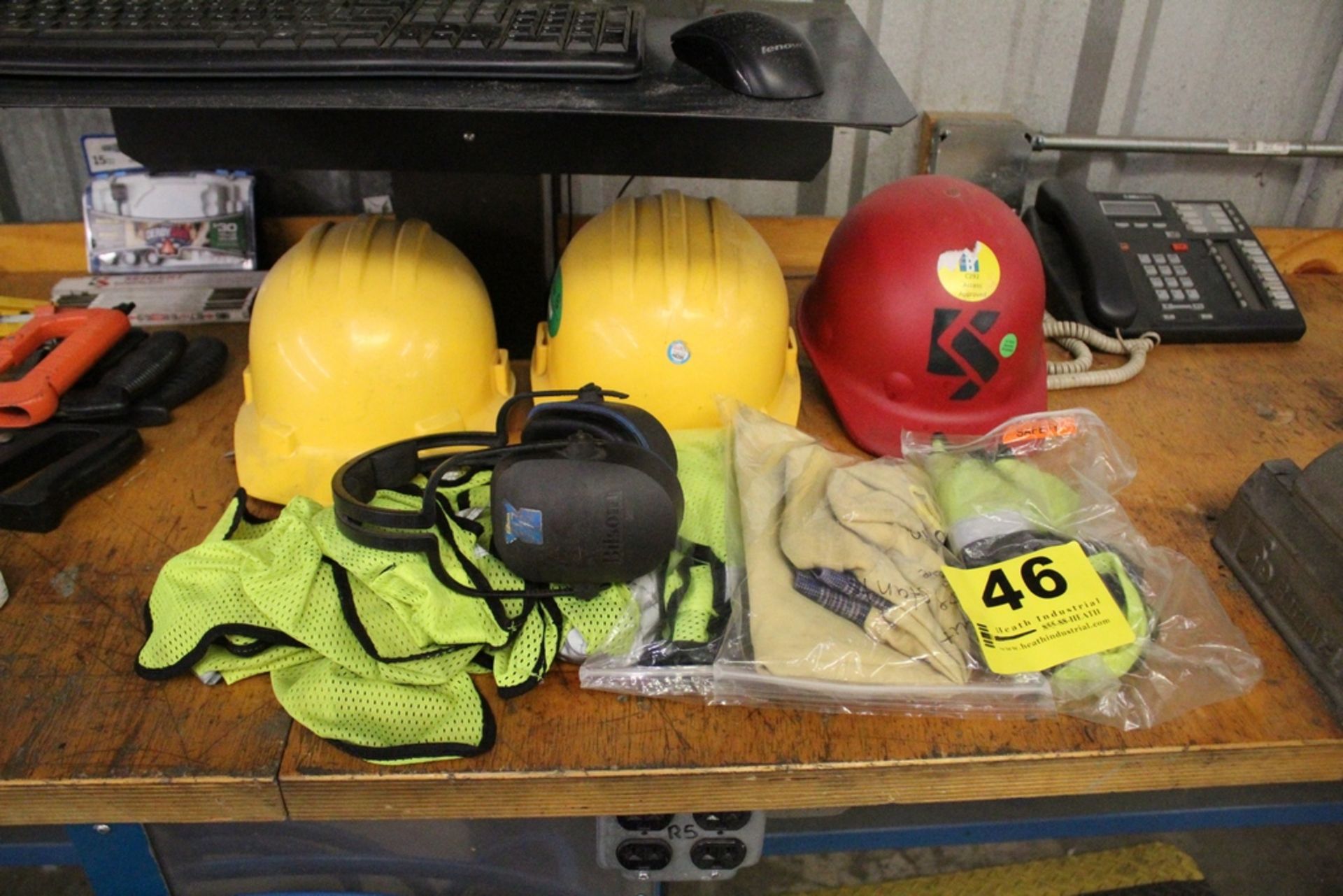 ASSORTED SAFETY EQUIPMENT, HARD HATS, VESTS, ETC