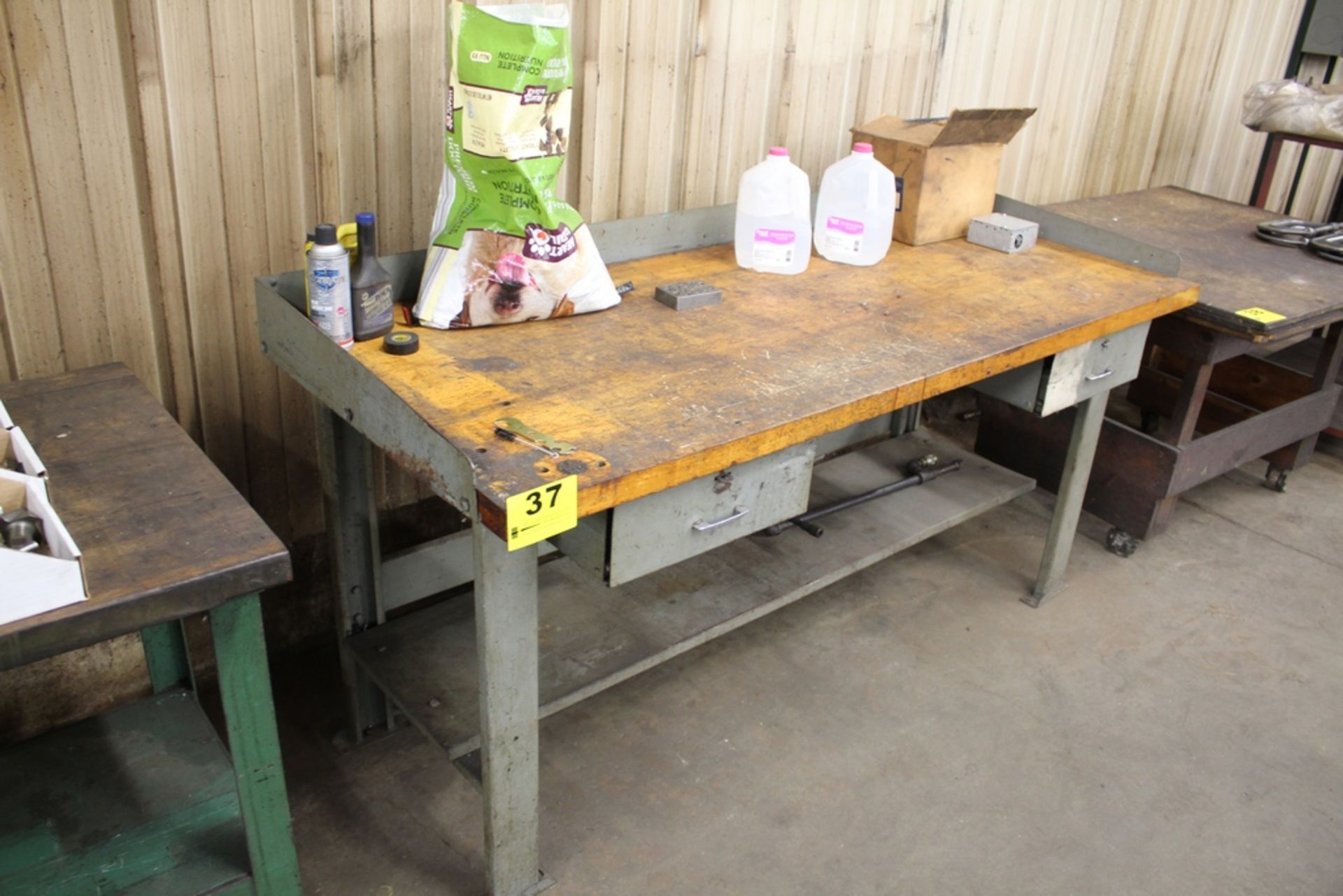 HEAVY DUTY WORK BENCH WITH STEEL FRAME & WOOD TOP, 72" X 30" X 34"