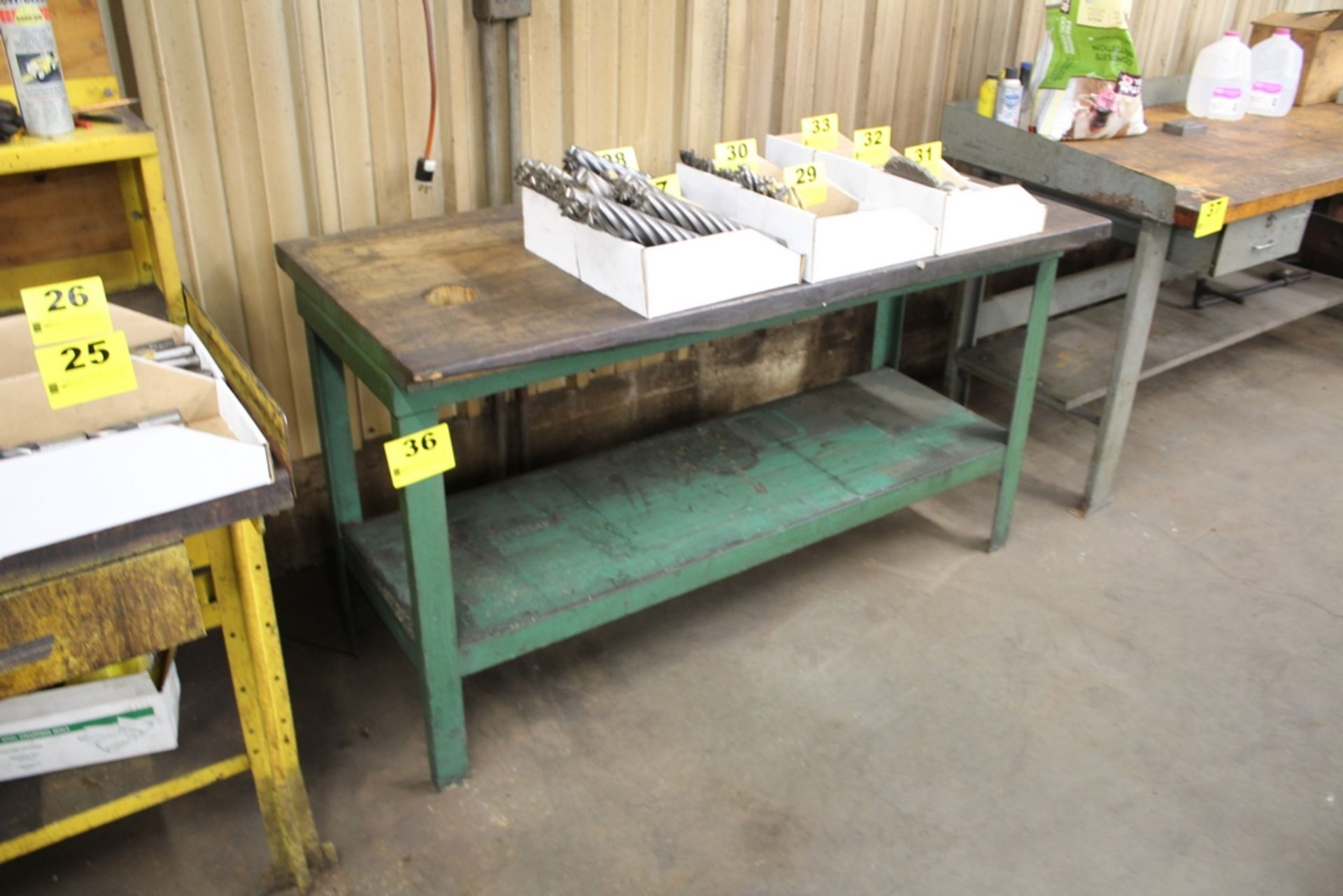HEAVY DUTY WORK BENCH WITH STEEL FRAME & WOOD TOP, 60" X 29" X 35"