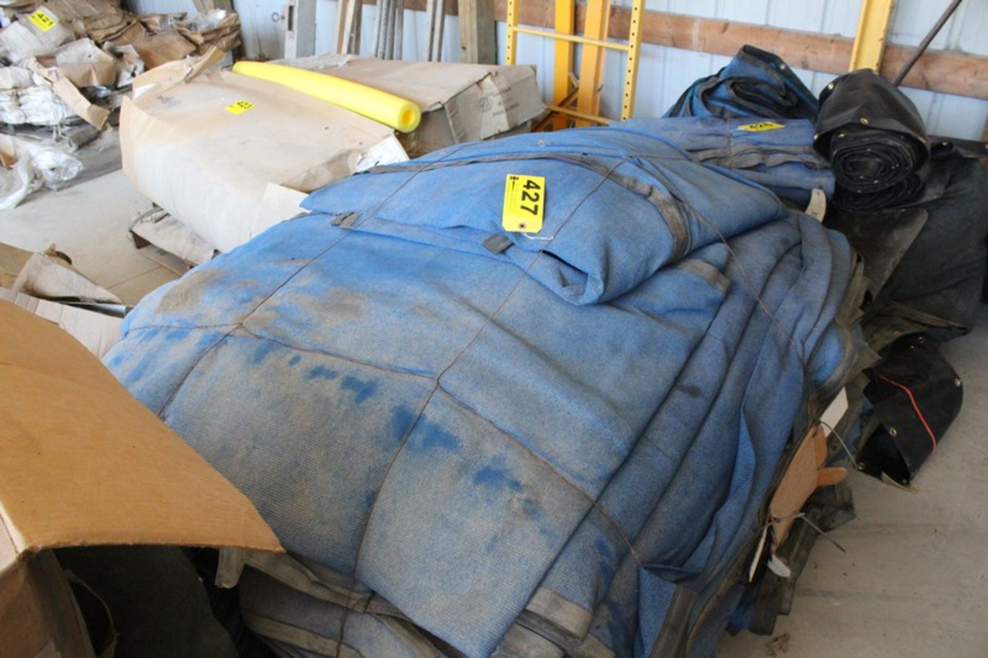 LOT ASSORTED TARPS ON SKID