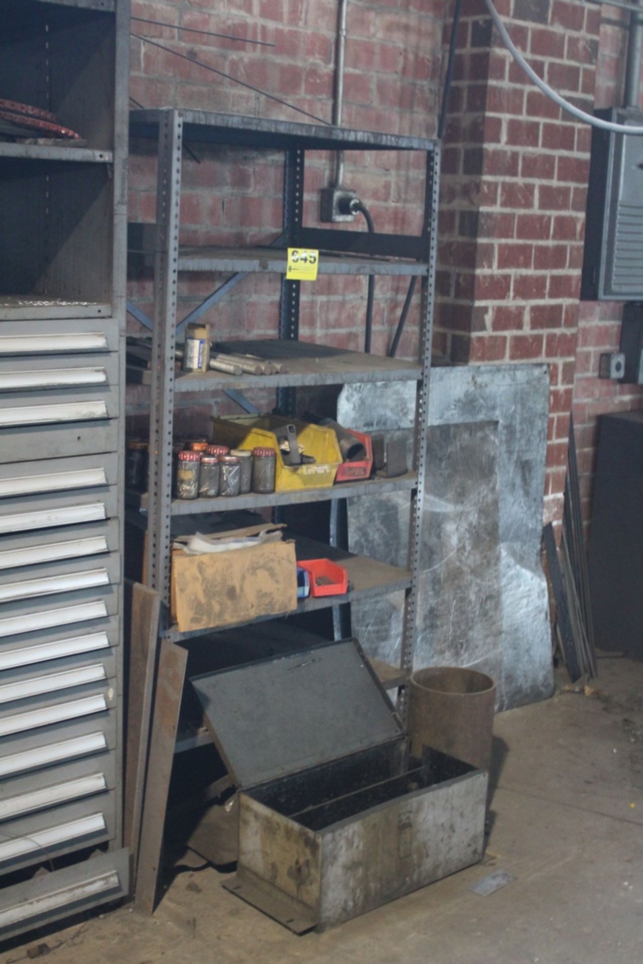 STEEL SHELVING UNIT WITH CONTENTS