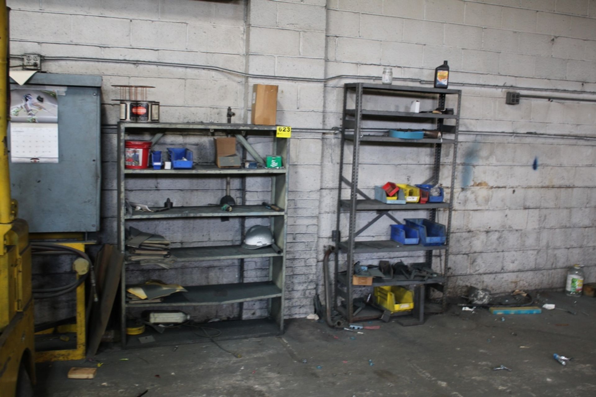 (2) SECTION STEEL SHELVING WITH CONTENTS