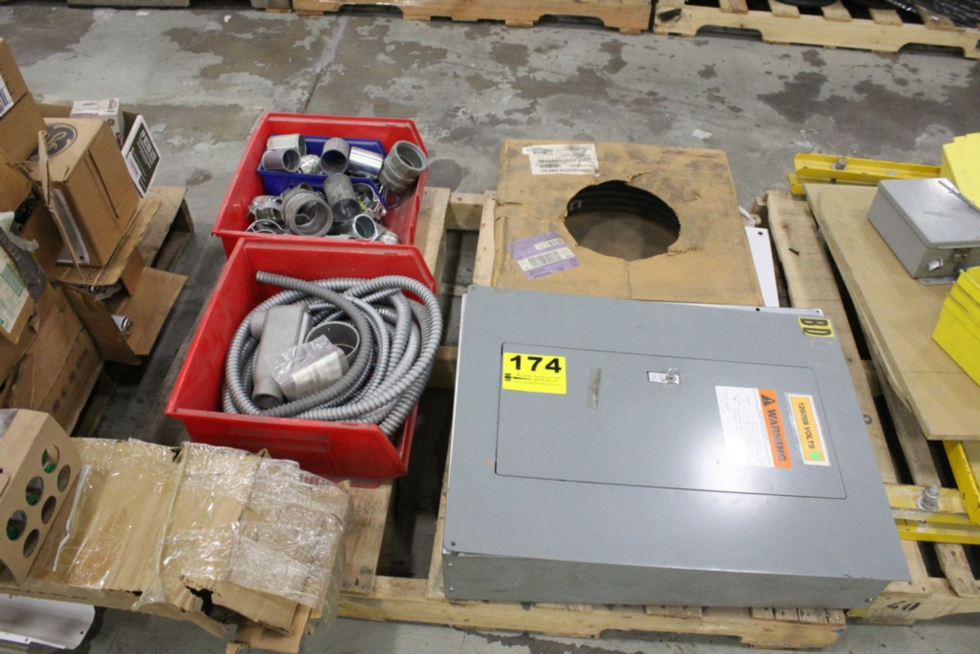 LARGE QTY OF ELECTRICAL SUPPLIES AND HARDWARE ON SKID