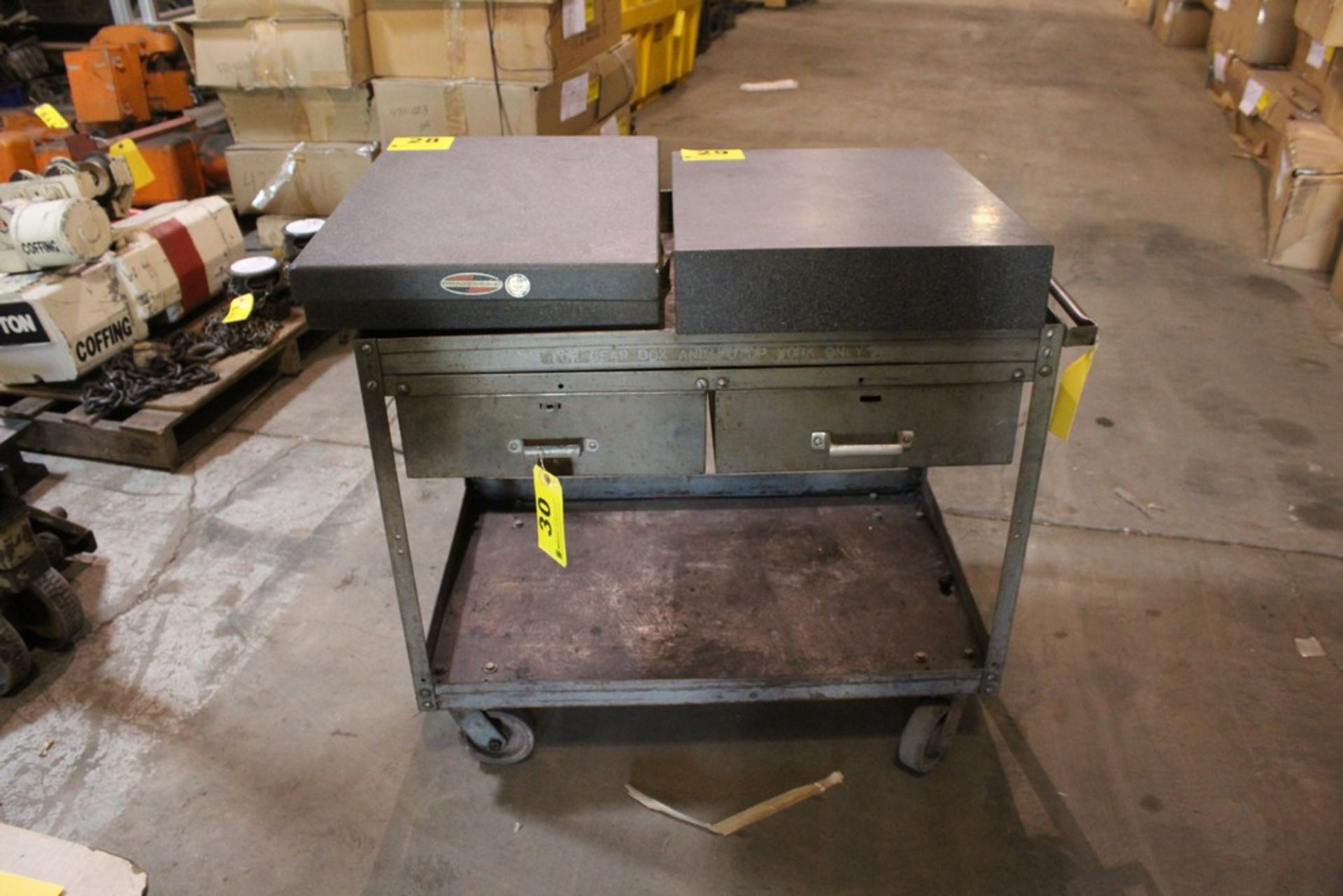 STEEL SHOP CART WITH DRAWERS - 31" X 36" X 24"
