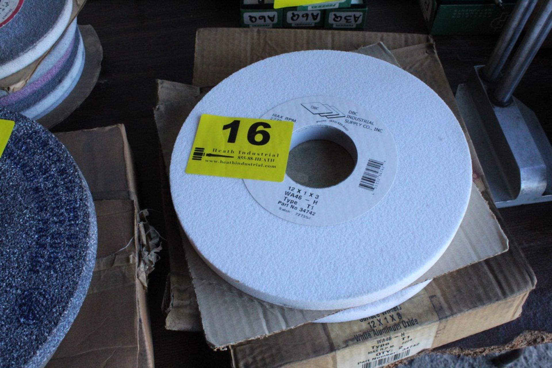 (2) WHILE ALUMINUM OXIDE GRINDING WHEELS - 12" X 1" X 3"