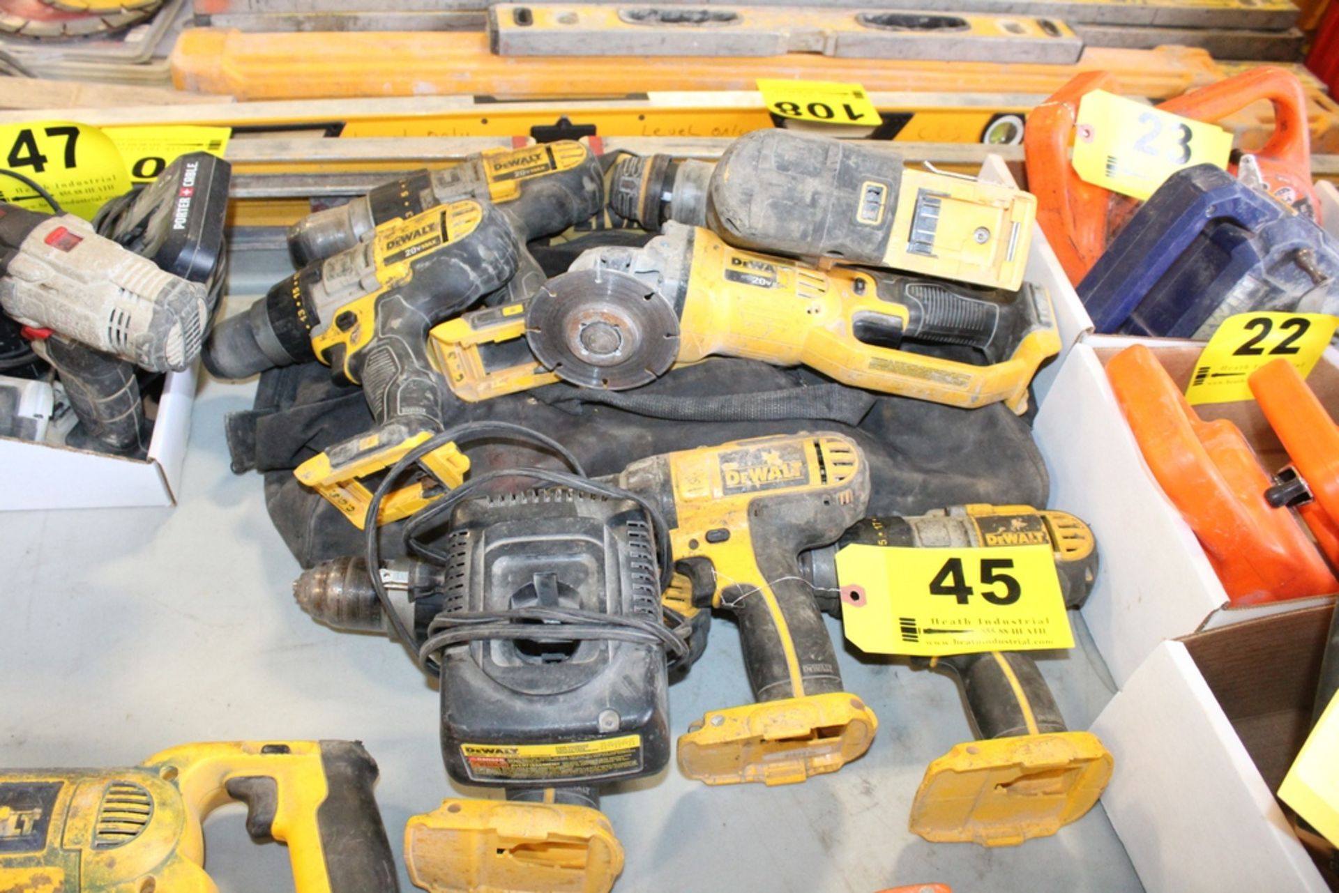 LARGE QTY OF DEWALT RECHARGEABLE TOOLS