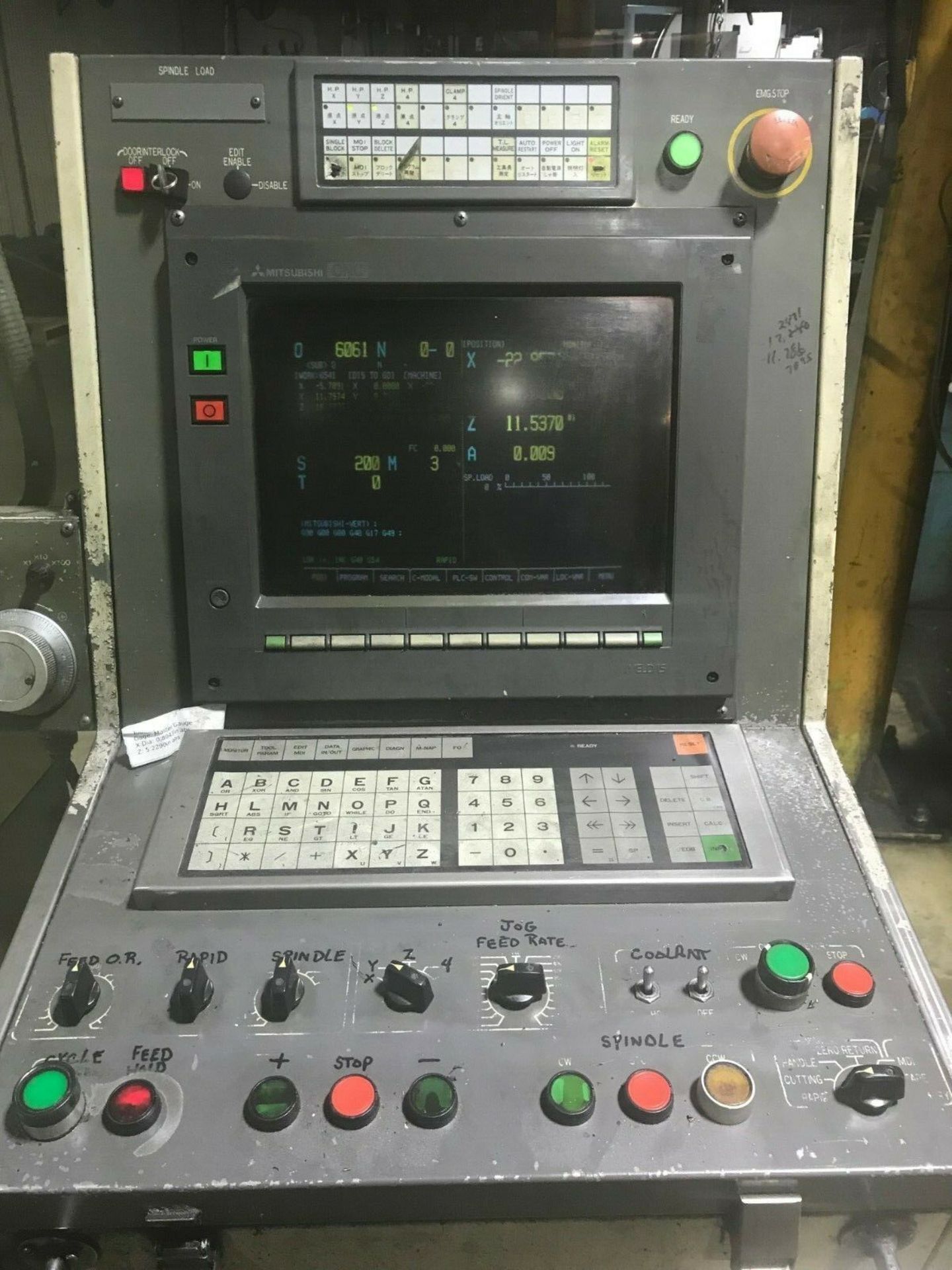 1993 MITSUBISHI MV60C CNC VERTICAL MACHINING CENTER S/N V60C048 Table Size 23.62" X 55.11", X Travel - Image 9 of 10