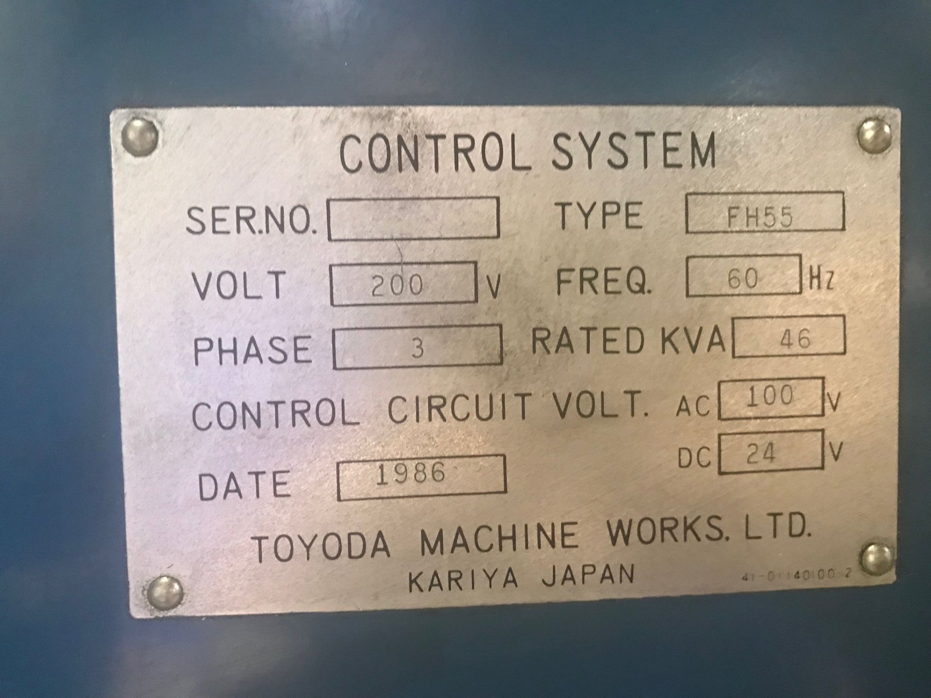 1986 TOYODA FH55 CNC HORIZONTAL MACHINING CENTER S/N NM6344 X Travel 27.95", Y Travel 27.95", Z - Image 10 of 10