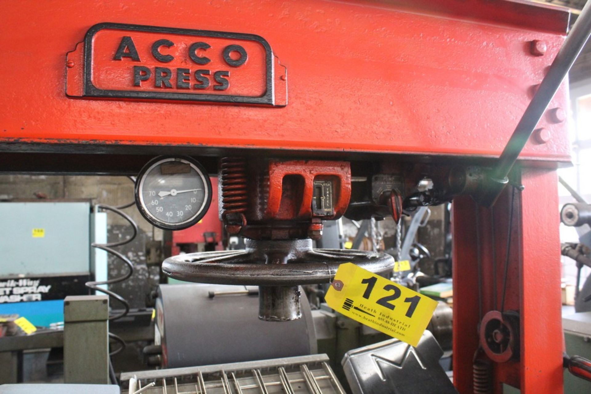 Acco 70 Ton H-Frame Hydraulic Shop Press, 44” Between Housings, 14” Wide Adjustable Bed, Pump - Image 2 of 4