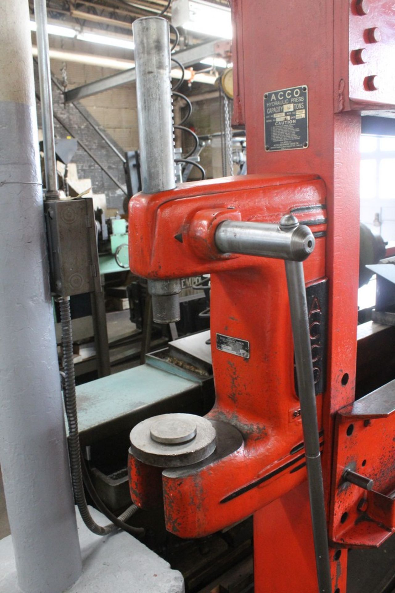 Acco 70 Ton H-Frame Hydraulic Shop Press, 44” Between Housings, 14” Wide Adjustable Bed, Pump - Image 3 of 4