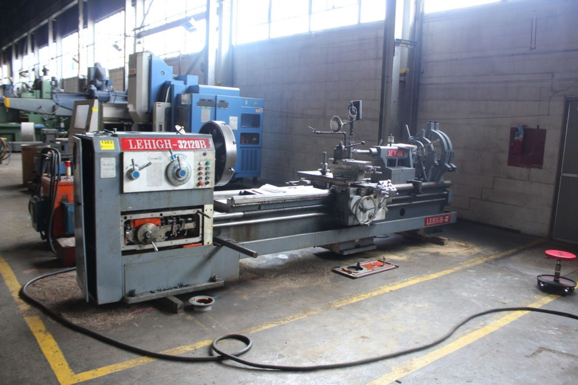 LEHIGH 32/44" X 120" MODEL 32120B HEAVY DUTY GAP BED LATHE, S/N 129 (2001) , SWING OVER BED: 33",