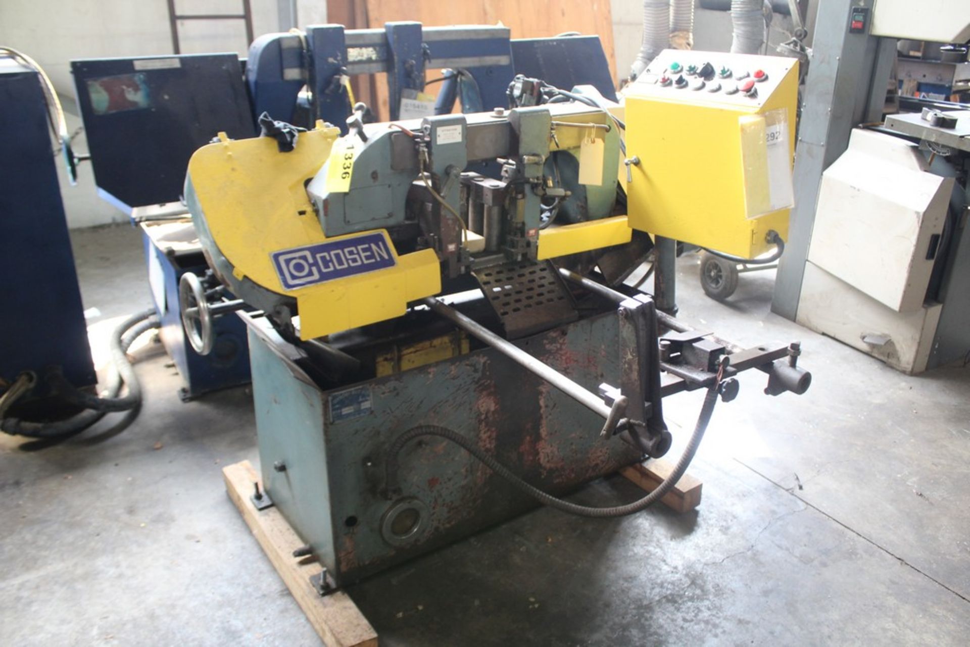 10" X 10" COSEN AUTOMATIC HORIZONTAL BAND SAW, S/N C190821 (1981) MODEL AH250, EQUIPPED WITH VISE,