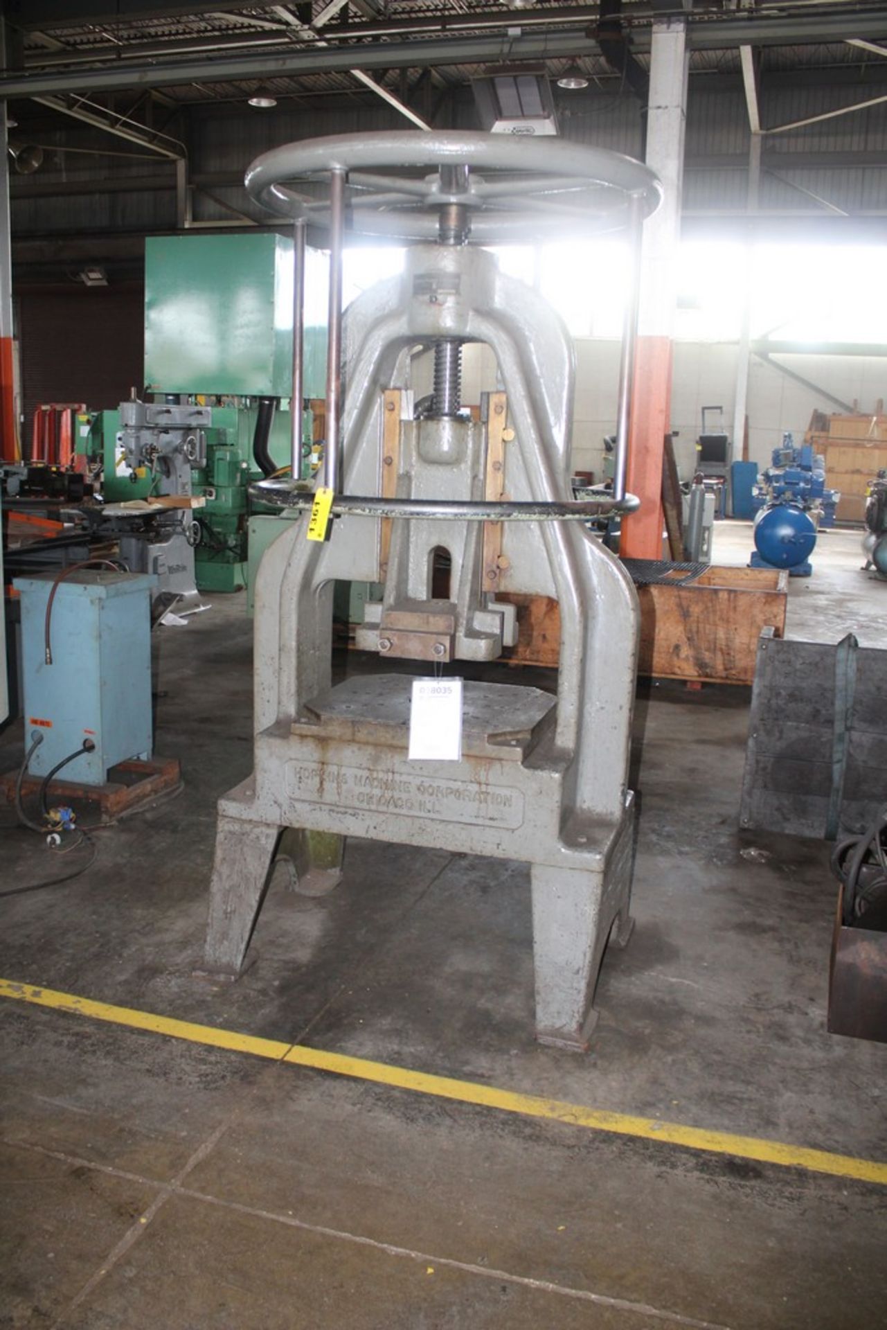 60 TON HOPKINS DIE MAKERS SCREW PRESS, ASSET # 18035 LOADING FEE: $50