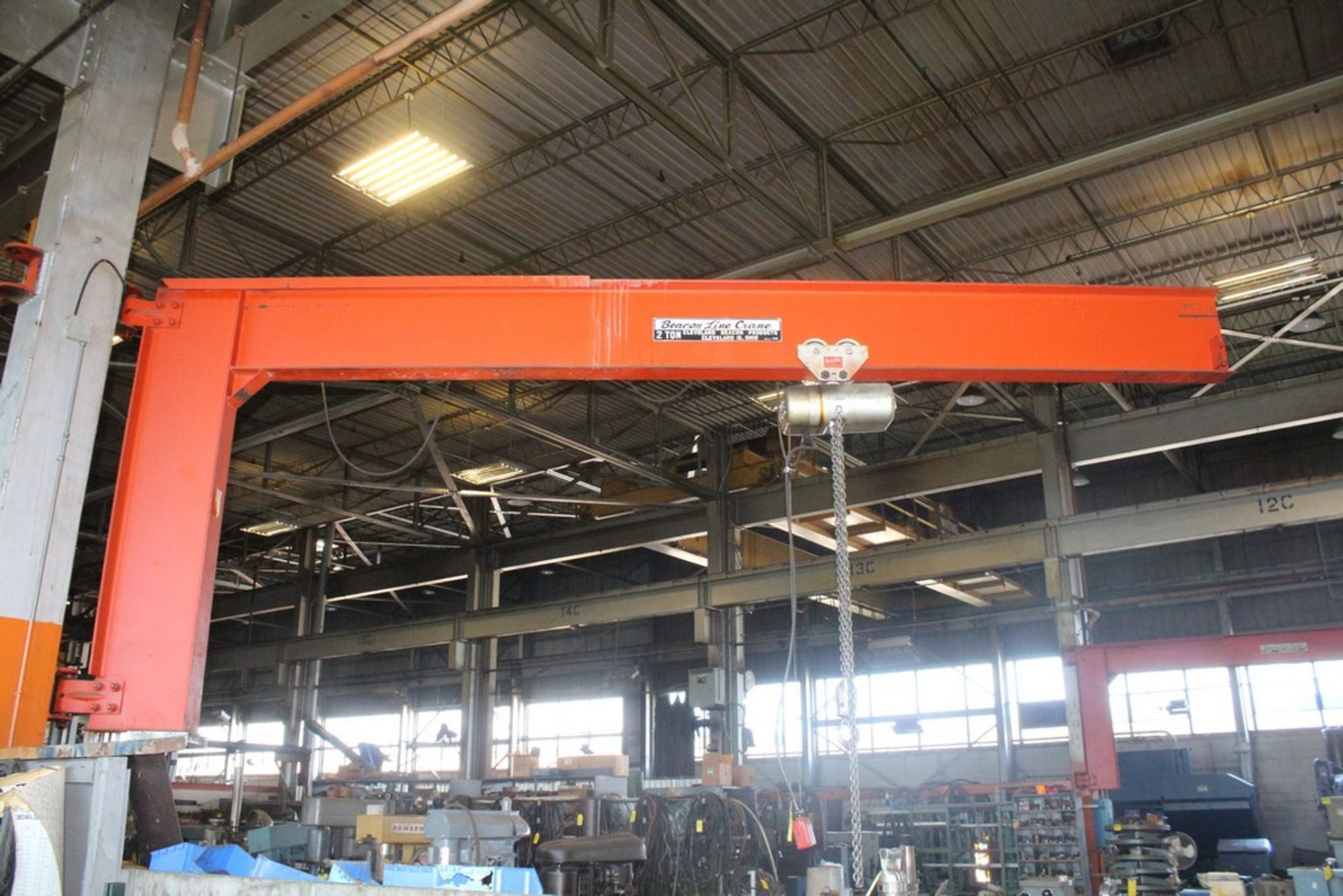 BEACON LINE JIB CRANE 16' ARM WITH CM LOAD STAR 2 TON ELECTRIC CHAIN HOIST, WIRED PENDANT CONTROL