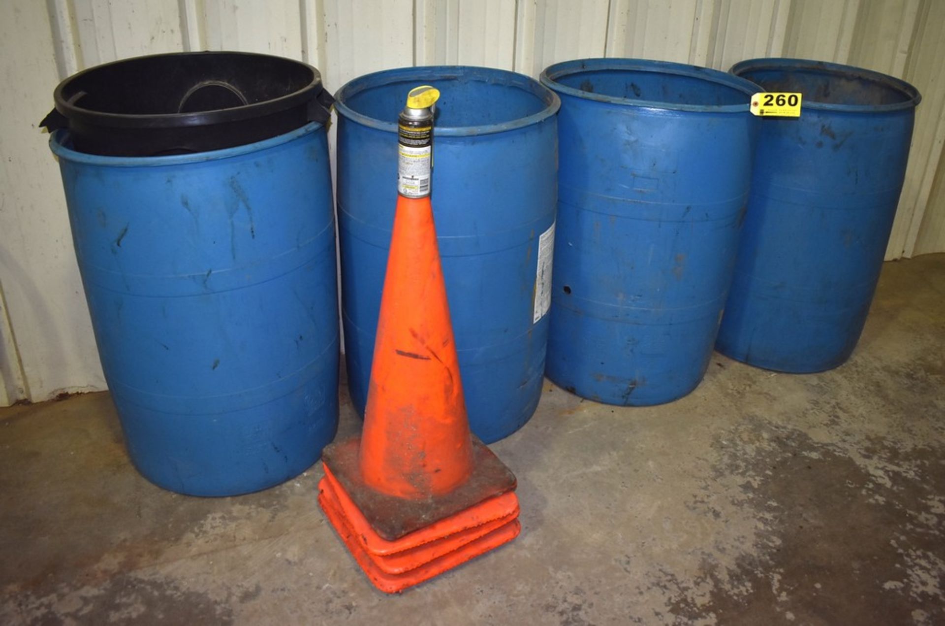 (4) Trash Barrels - (4) Street Cones