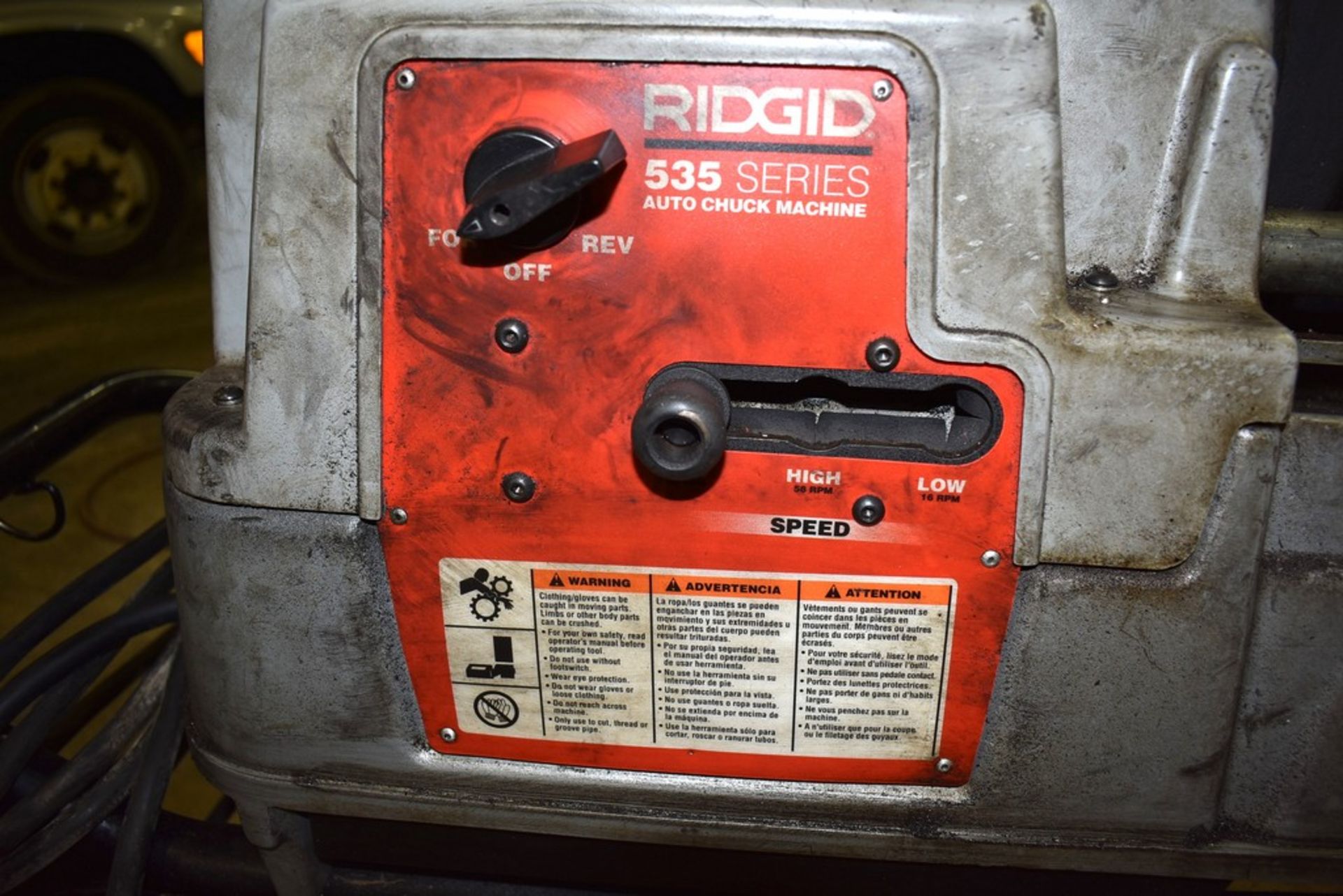 Ridgid Model 535A Auto Chuck Power Pipe Threader, Serial Number: EBC01045FO1, Ridgid 1/8" to 2" Pipe - Image 6 of 6