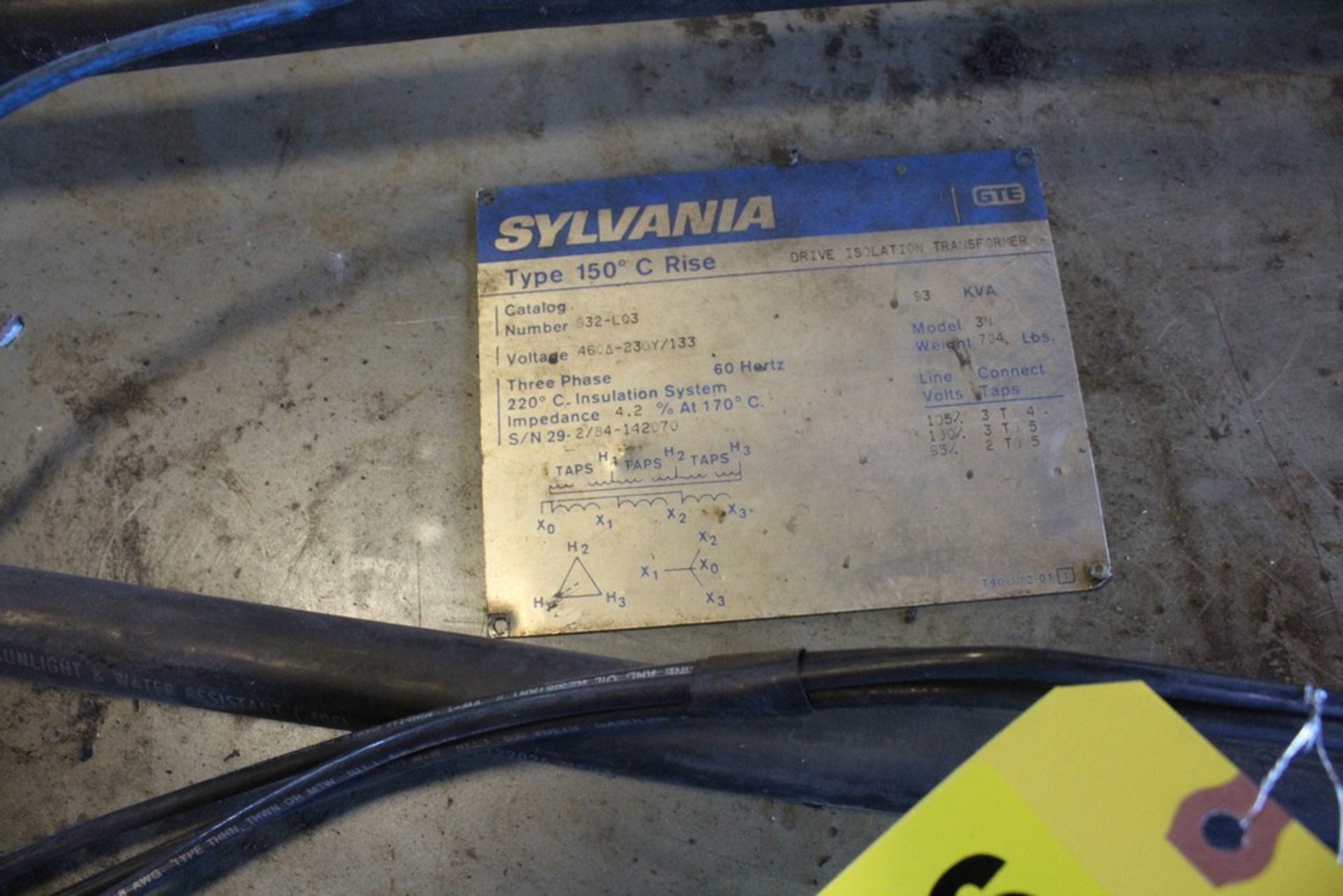 SYLVANIA TRANSFORMER 3 PHASE 93 KVA - Image 2 of 2