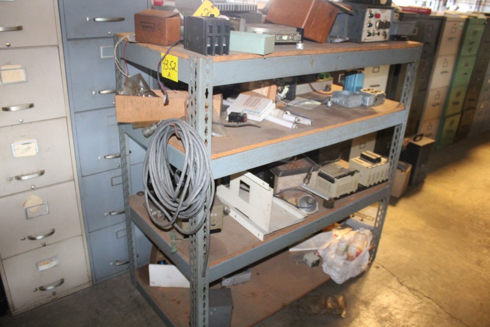 LARGE QTY OF ELECTRICAL PARTS ON SHELVING UNIT