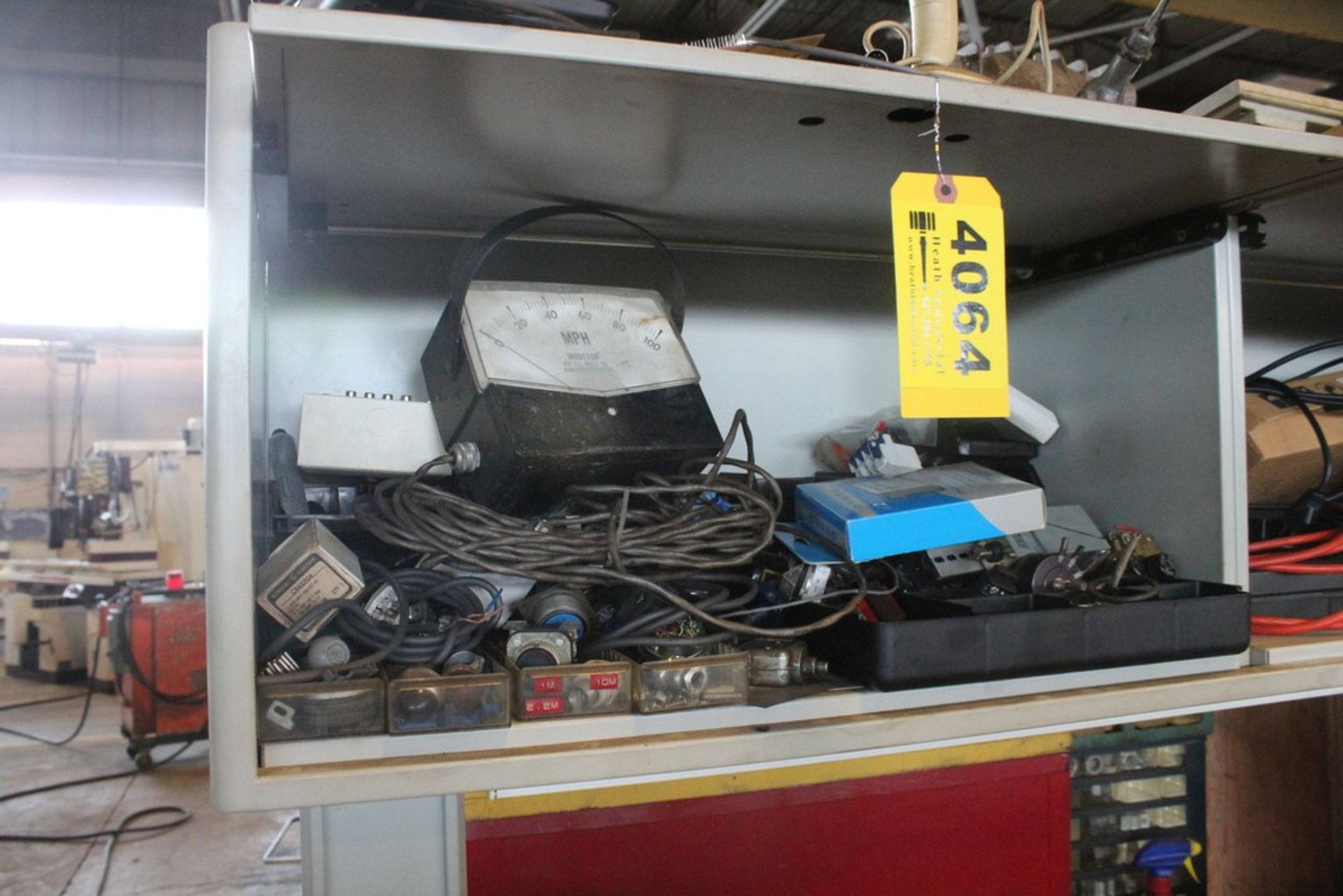 ASSORTED ELECTRICAL SUPPLIES AND PARTS ON TWO SHELVES - Image 2 of 3