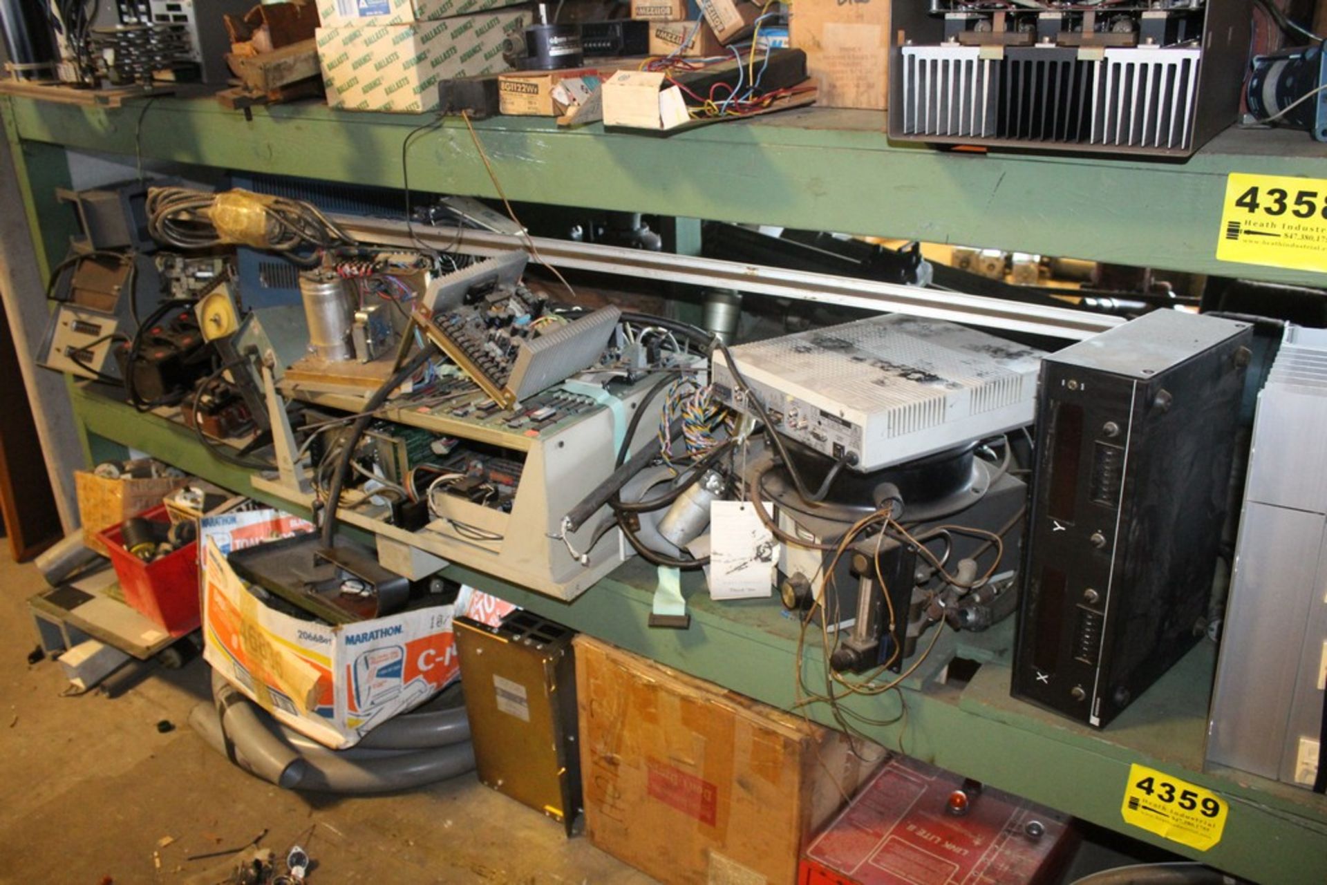 LARGE QTY OF ELECTRICAL PARTS ON SHELF