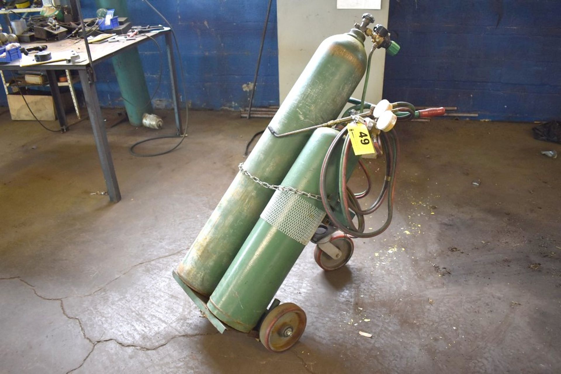 PORTABLE TORCH CART WITH TORCH, HOSE & REGULATORS (NO TANKS)