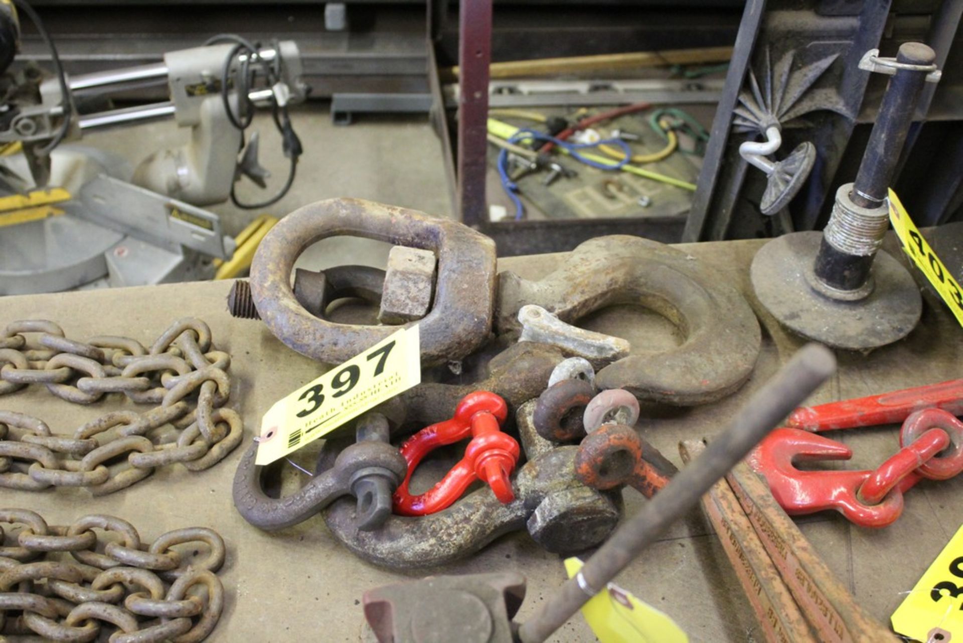 LARGE SWIVEL HOOK AND ASSORTED CLEVIS'S