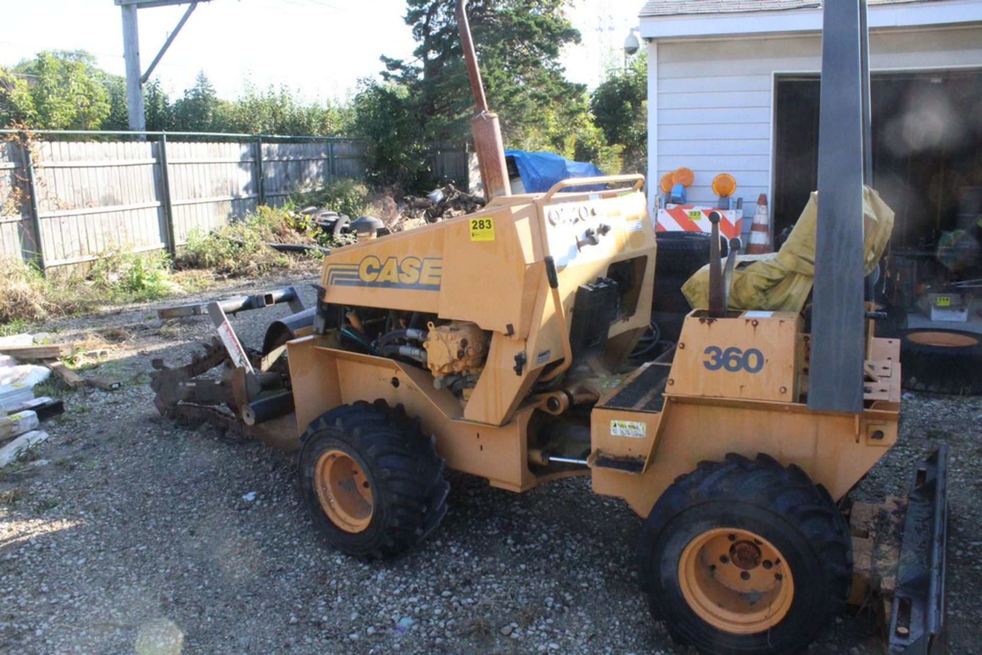 CASE MODEL 360 TRENCHER, S/N JAF0279515, WITH BACK FILL BLADE, 596 HOURS ON METER