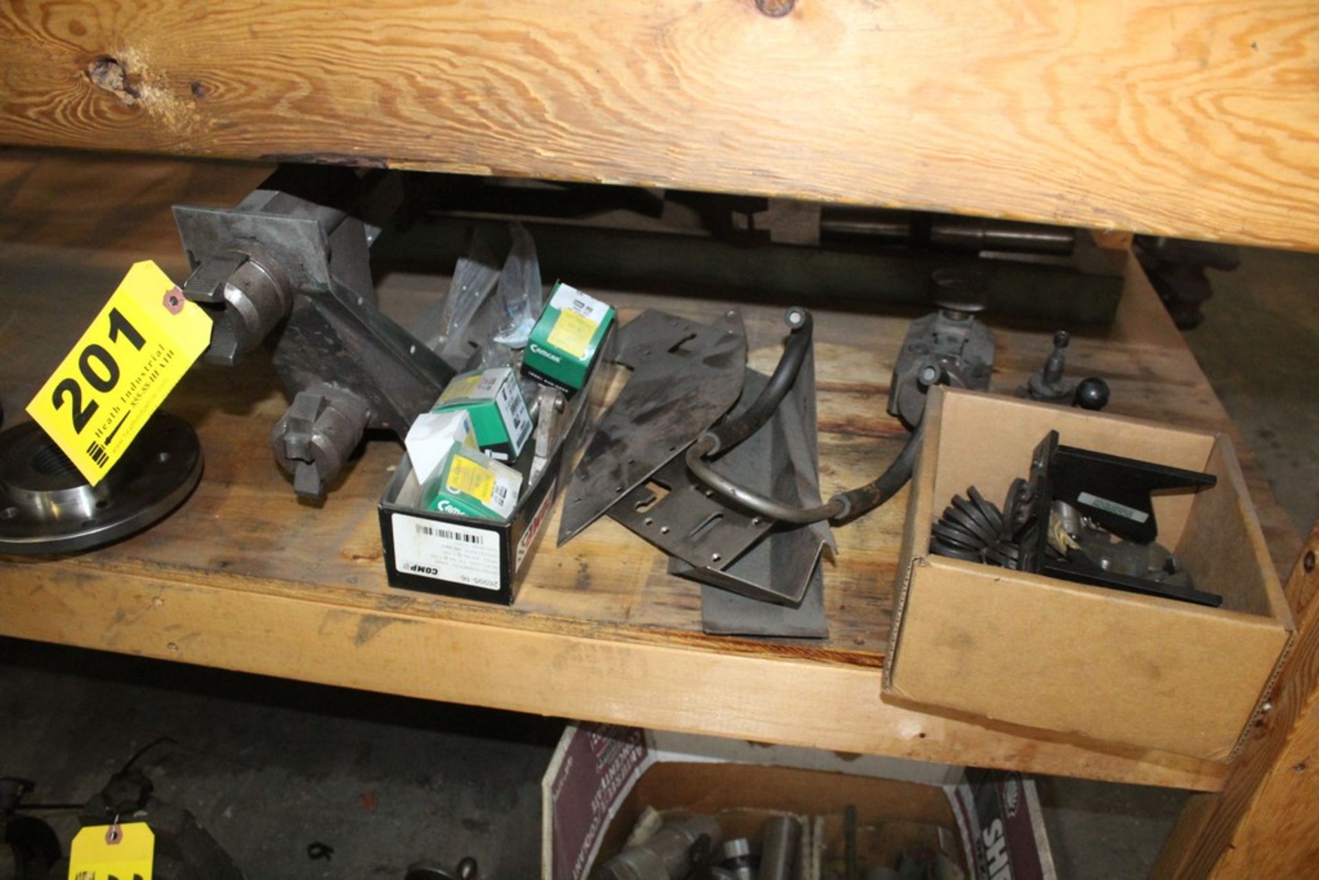 ASSORTED MACHINE PARTS ON SHELF & IN BOX - Image 2 of 2