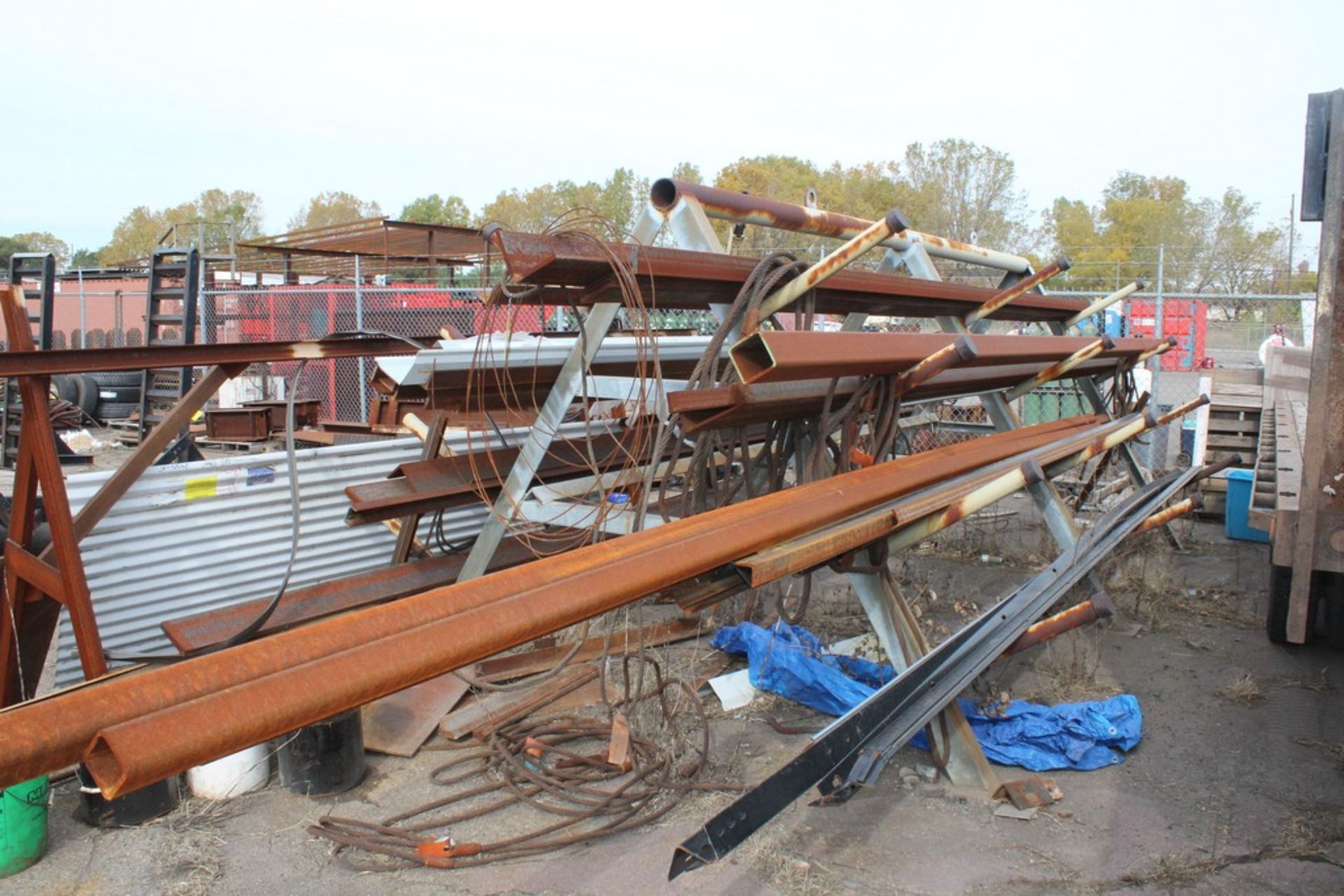 ASSORTED STEEL ON CANTILEVER RACK, 78" X 16' X 8', FOUR LEVELS OF ARMS - Image 2 of 2