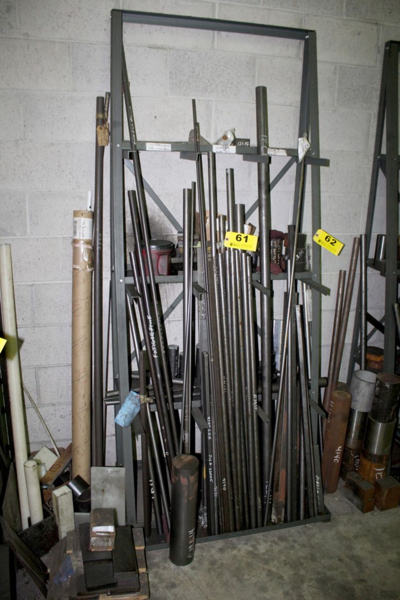 ASSORTED STEEL STOCK ON STOCK RACK