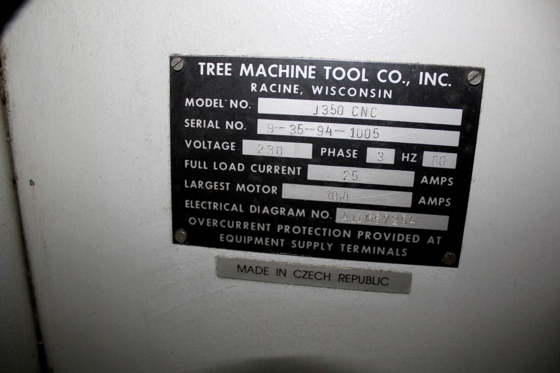 TREE MODEL JOURNEYMAN 350 CNC VERTICAL MILL, S/N 9-35-94-1005, 10”X38” TABLE, DYNAPATH DELTA - Image 8 of 8