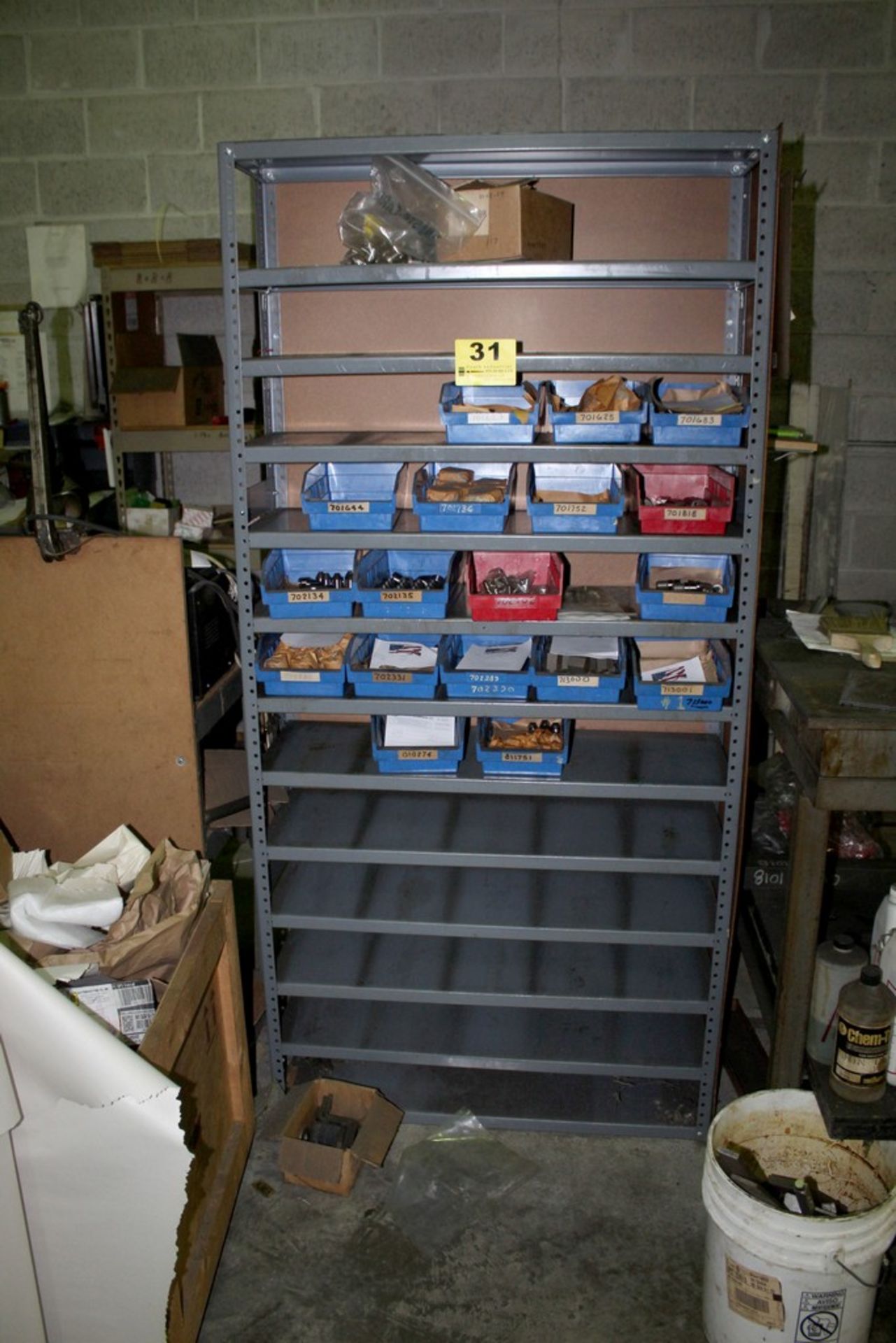 36" X 12" X 78" STEEL SHELVING UNIT WITH CONTENTS