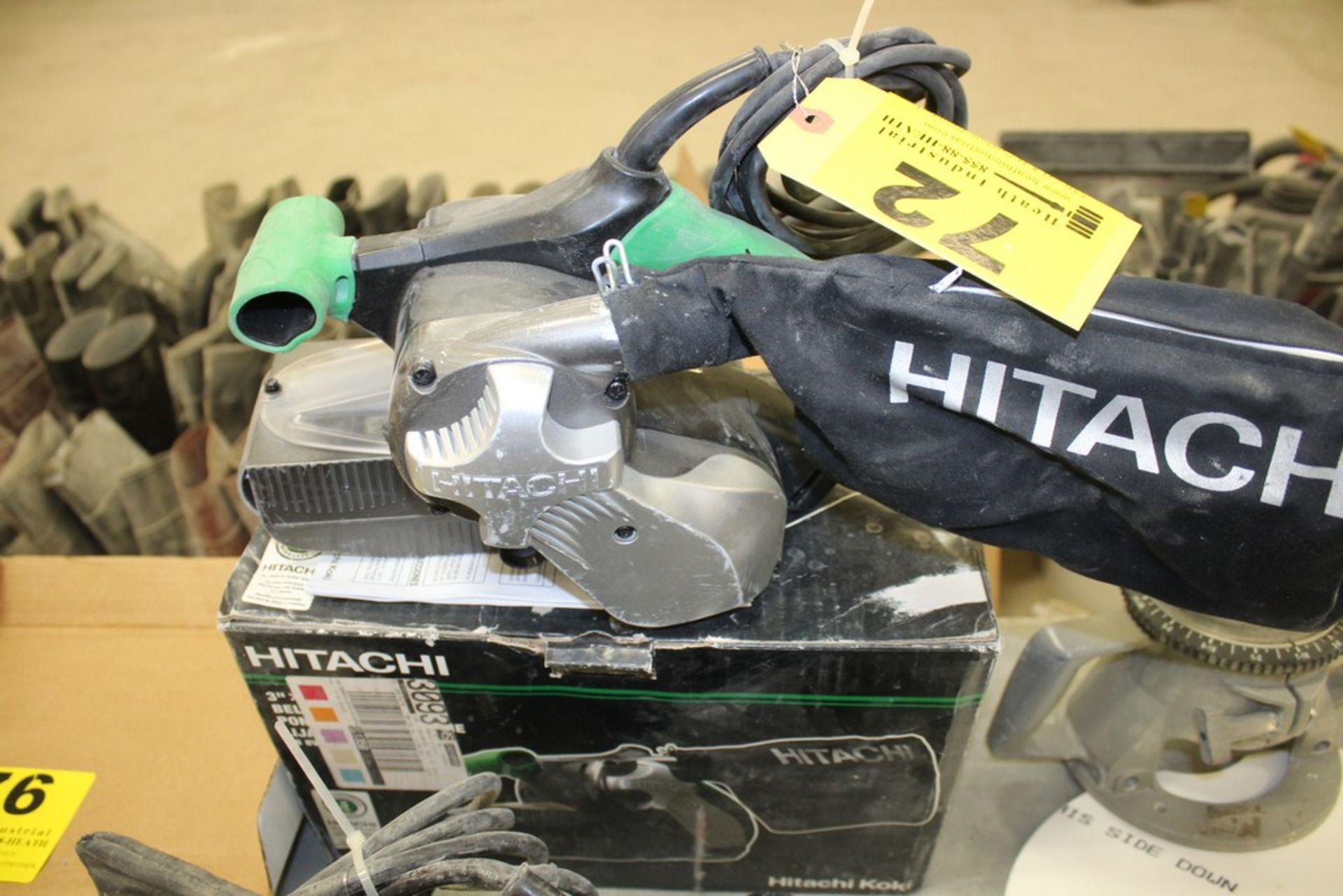 HITACHI MODEL SB 8V2 3" X 21" BELT SANDER, WITH DUST BAG