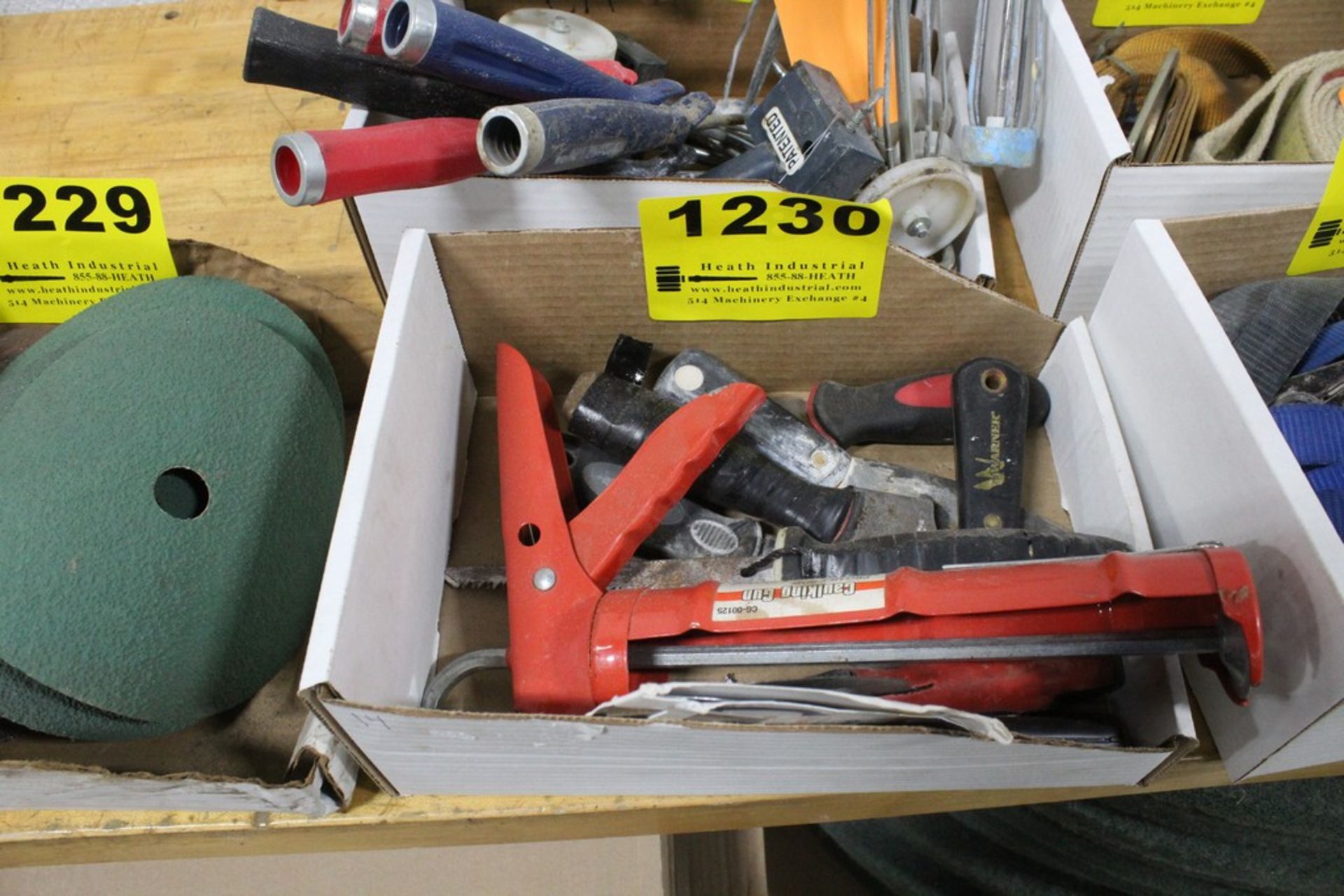 SCRAPPERS, DRYWALL SAW AND CAULK GUN IN BOX