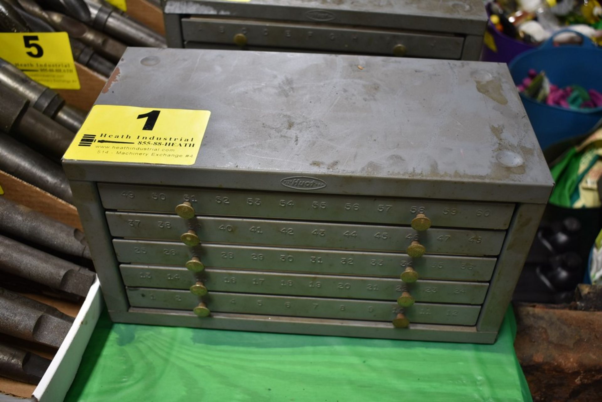 HUOT 5 DRAWER NUMBER DRILL CABINET WITH CONTENTS