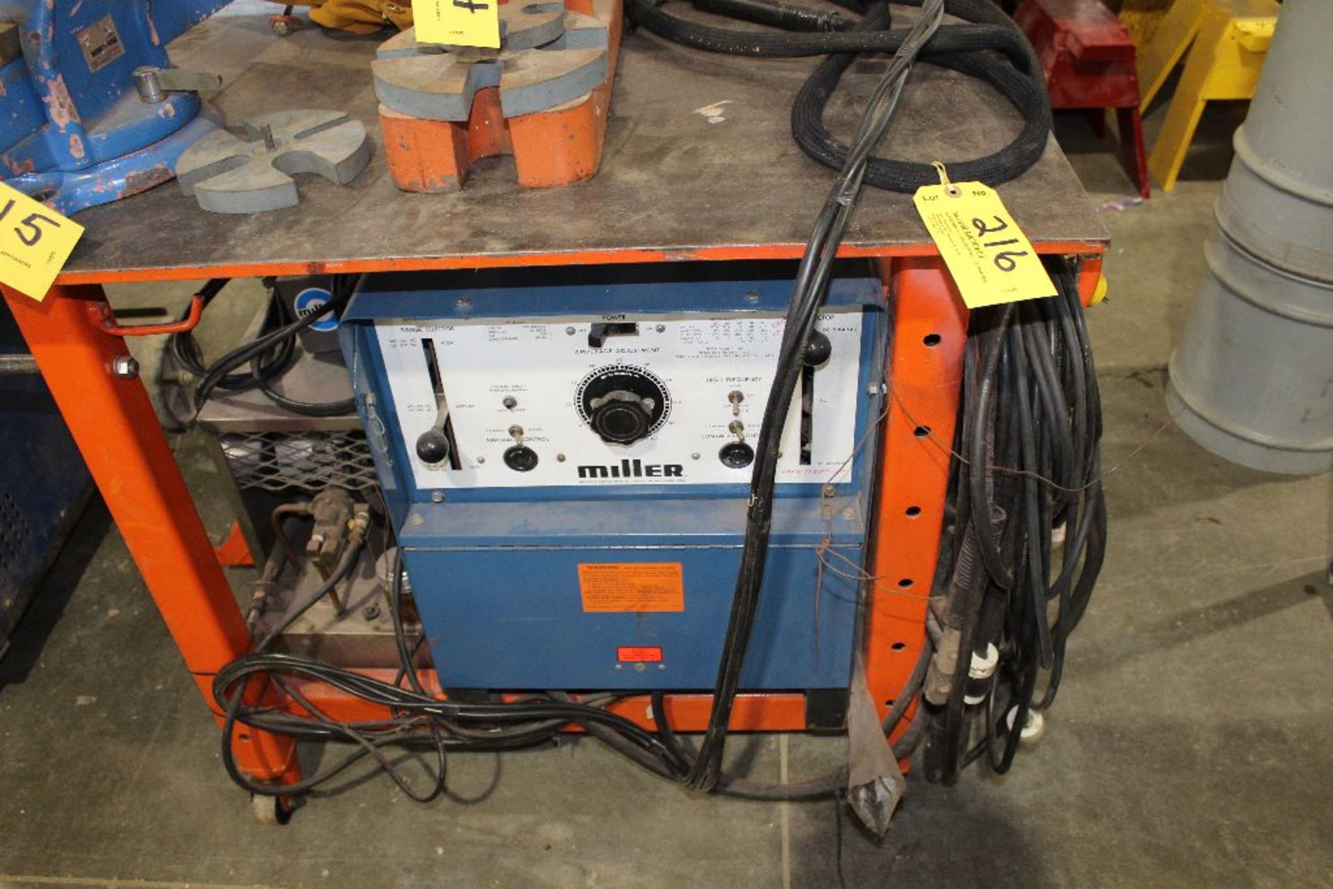 Miller Dialarc HE welder, AC DC, gas tung, arc, power source sn JA364537, w/cooler, foot control,