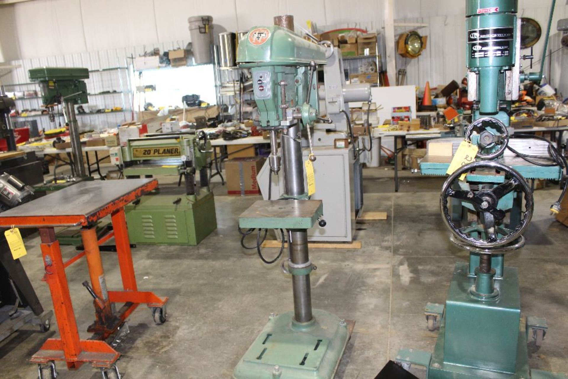 Delta model 17 drill press, 5 speed, on casters.