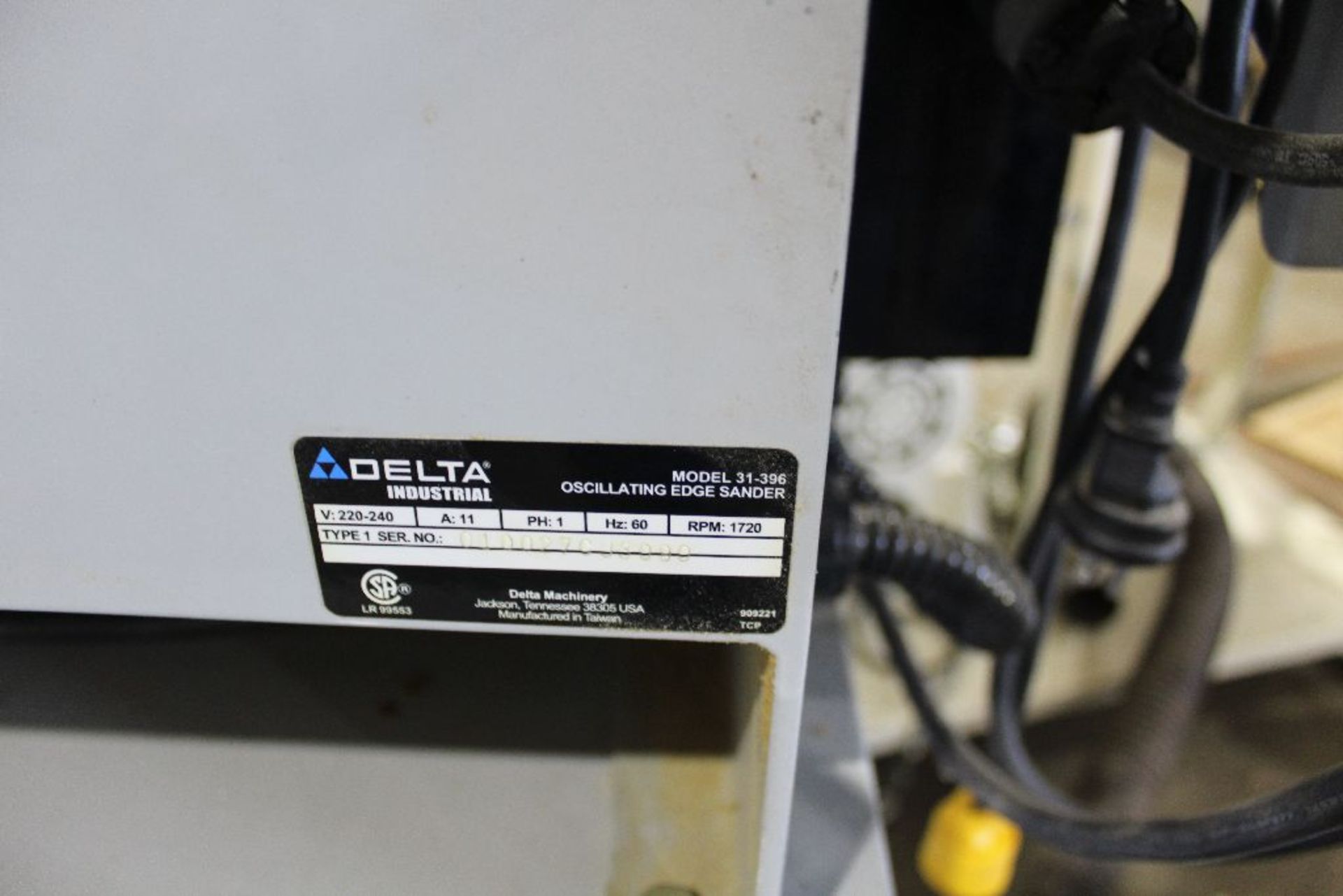 Delta ocillating Edge sander, model 31-396 on cart. - Image 5 of 8