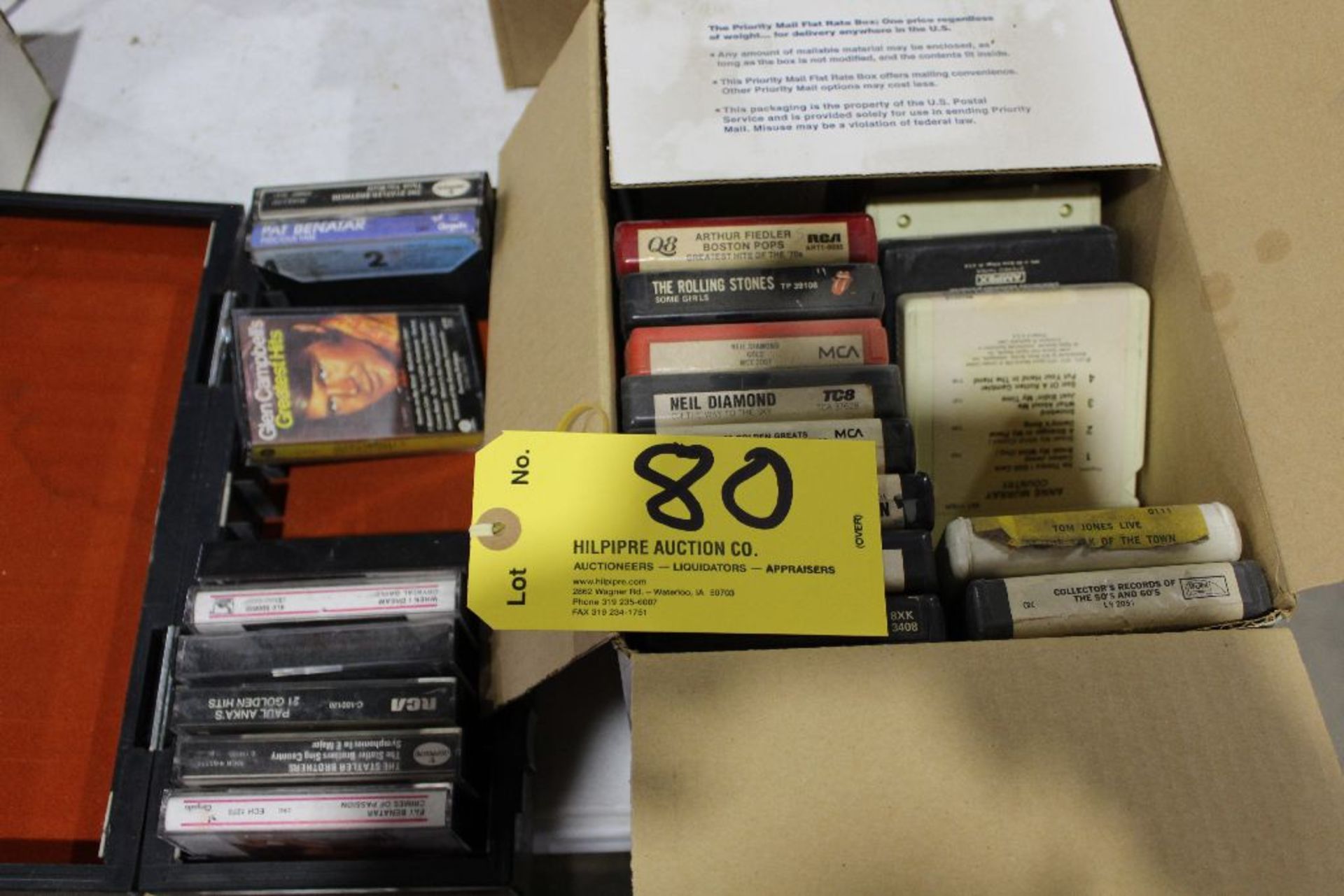 8 track tape cassettes.