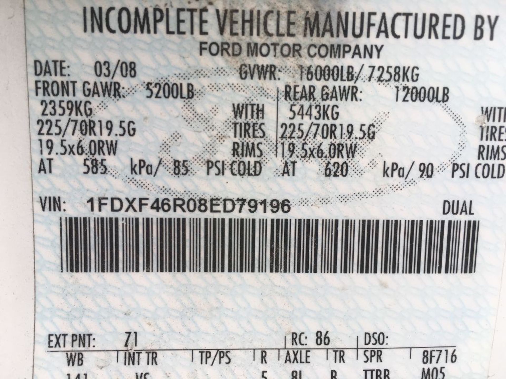 2008 Ford F450 utility truck, vin 1FDXF46R08ED79196, miles on odo 105,576 as of 10/10/19, std cab, 2 - Image 8 of 16