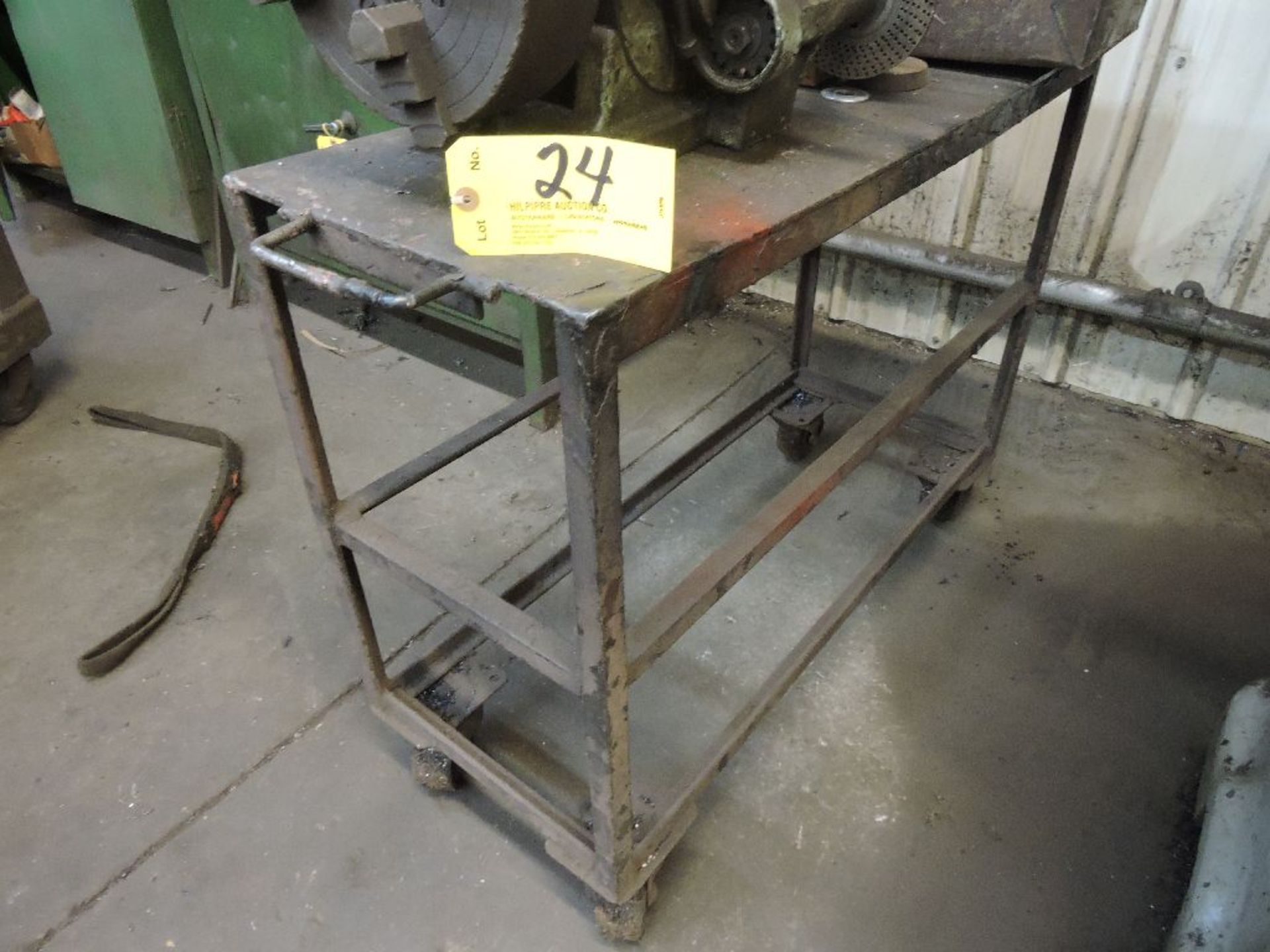 Steel work cart on caster, 36" x 14" x 28".