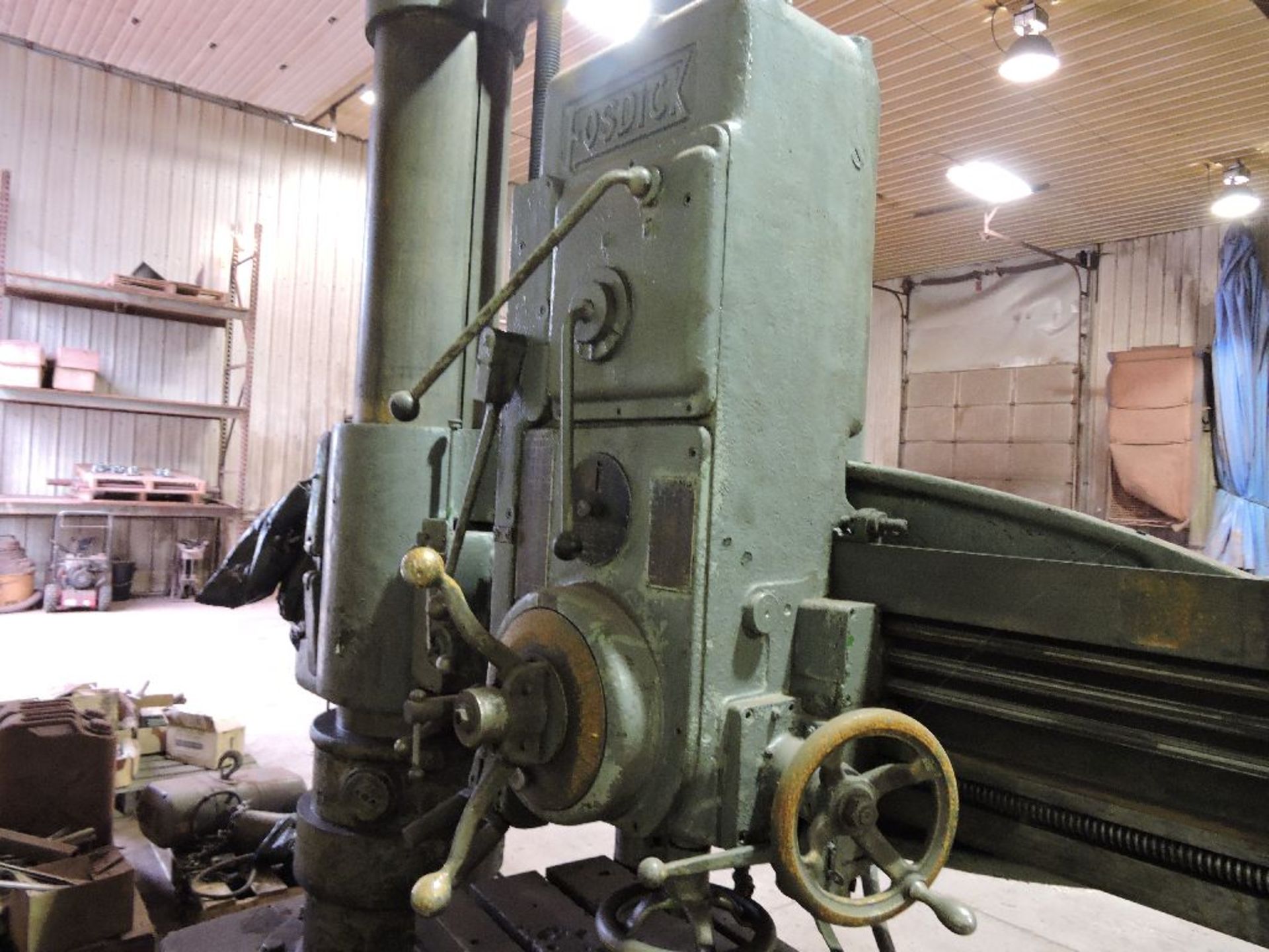 Fosdick radial arm drill, 12" column, 5' arm, 2' x 4" bed. - Image 4 of 8